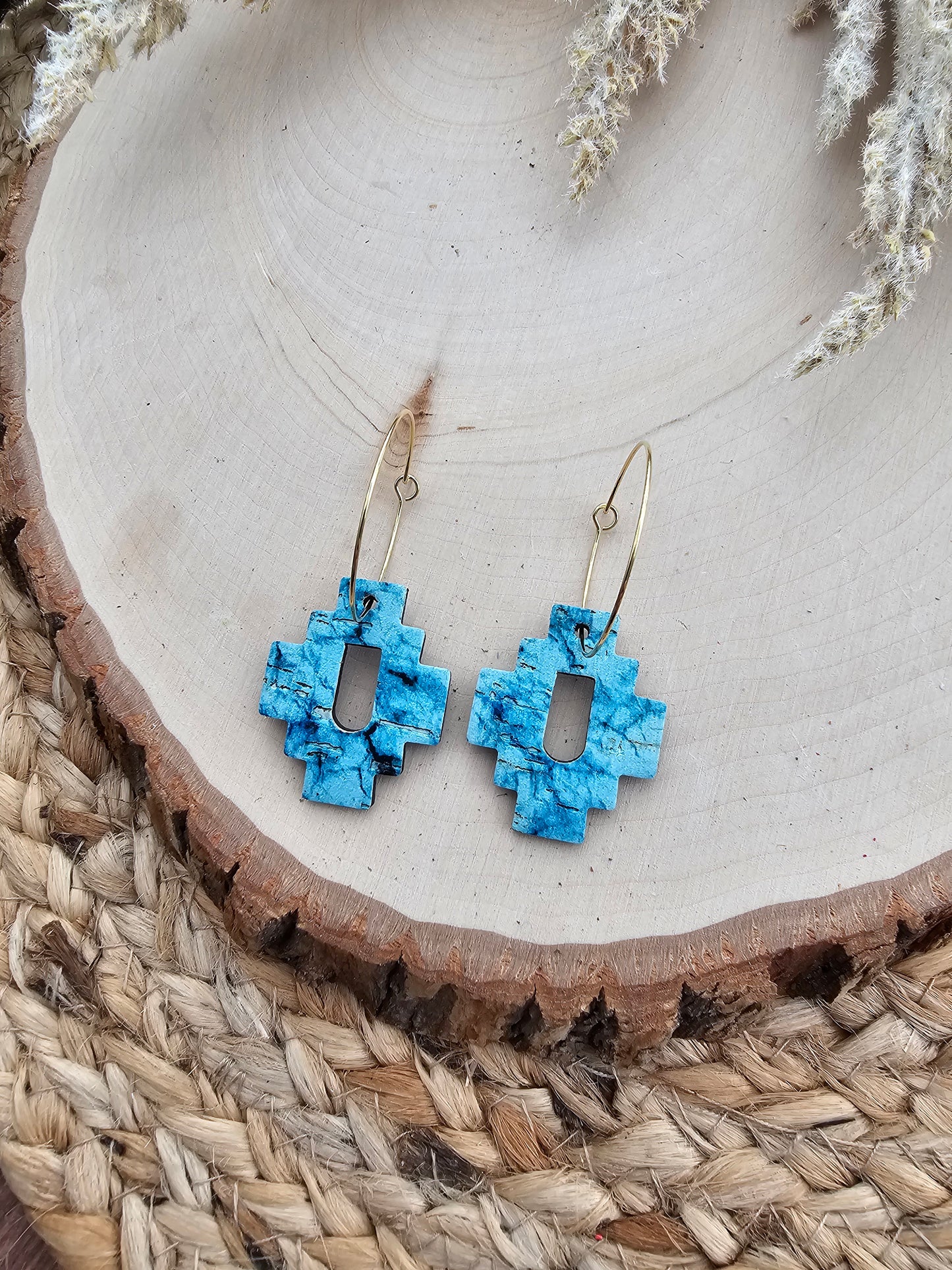 Turquoise Aztec Hoop Earrings