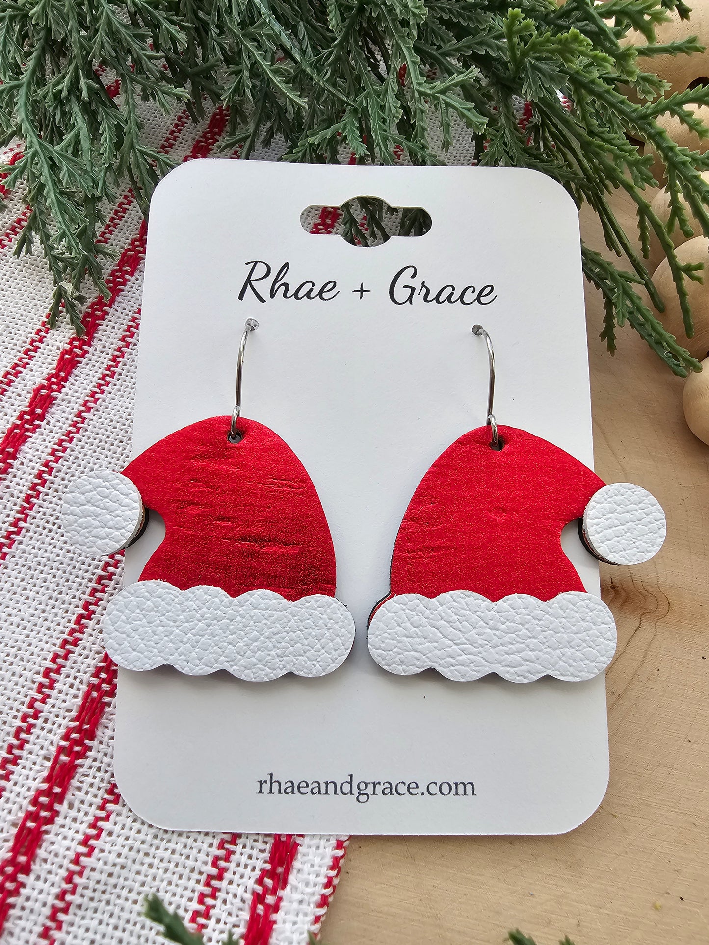 Ruby Red Sparkle Santa Hat Earrings