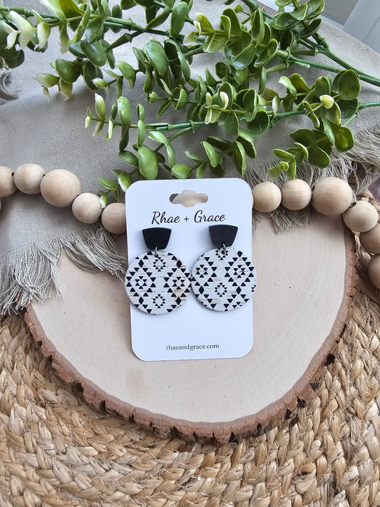 Black & White Aztec Print Earrings