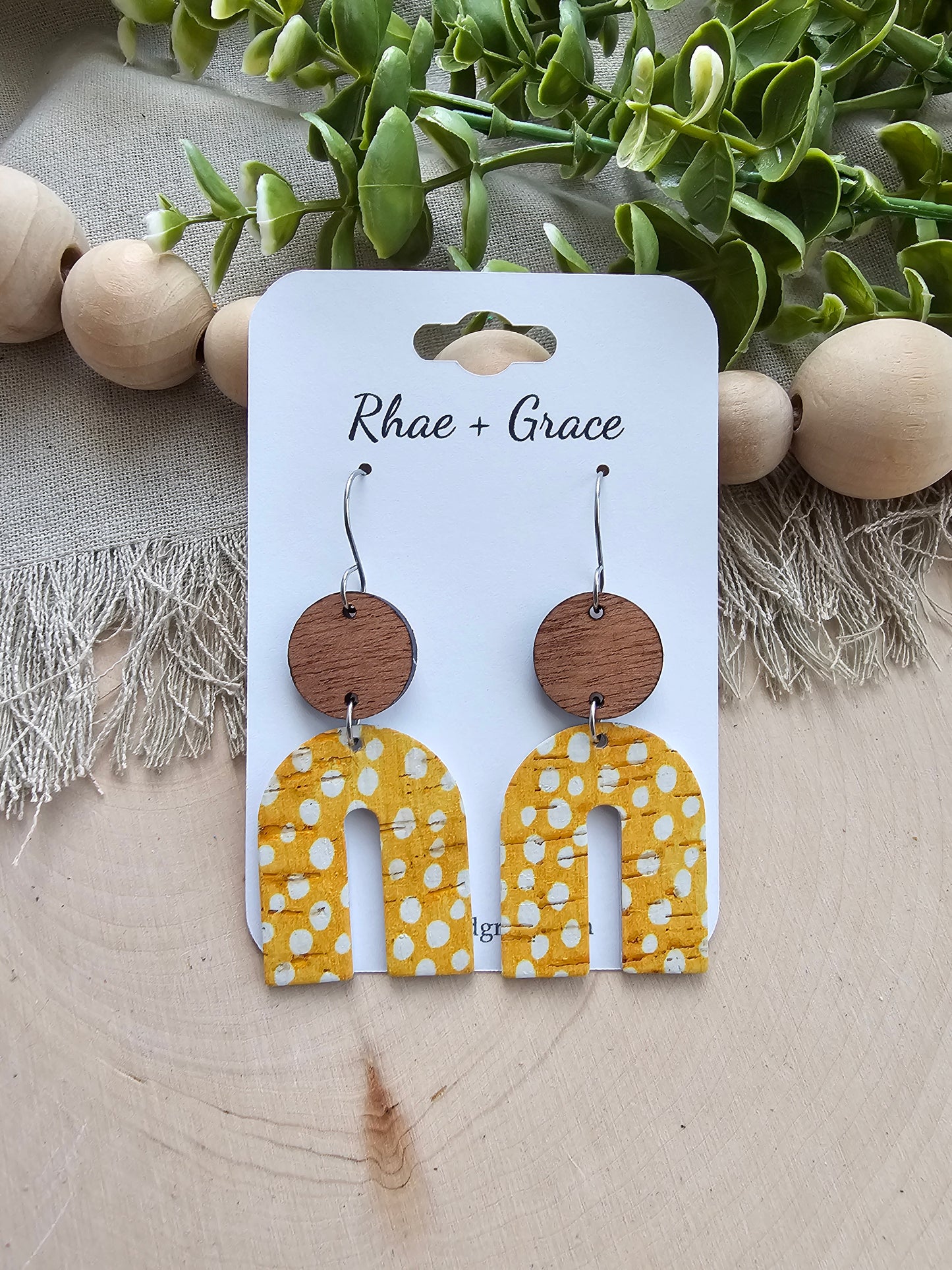 Sunshine Yellow Dotted Arch Earrings