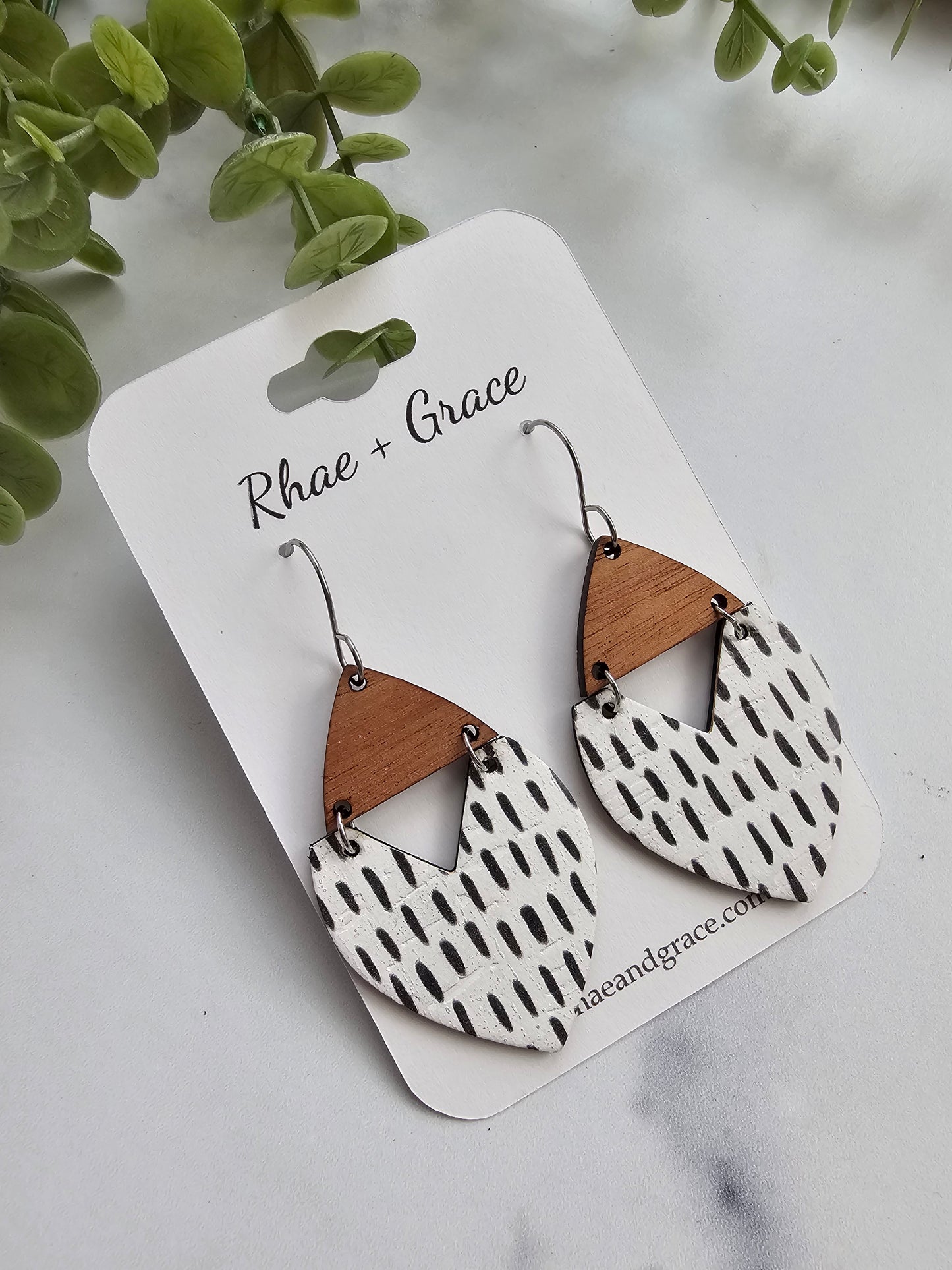 Black & White Dashes Swoop Earrings