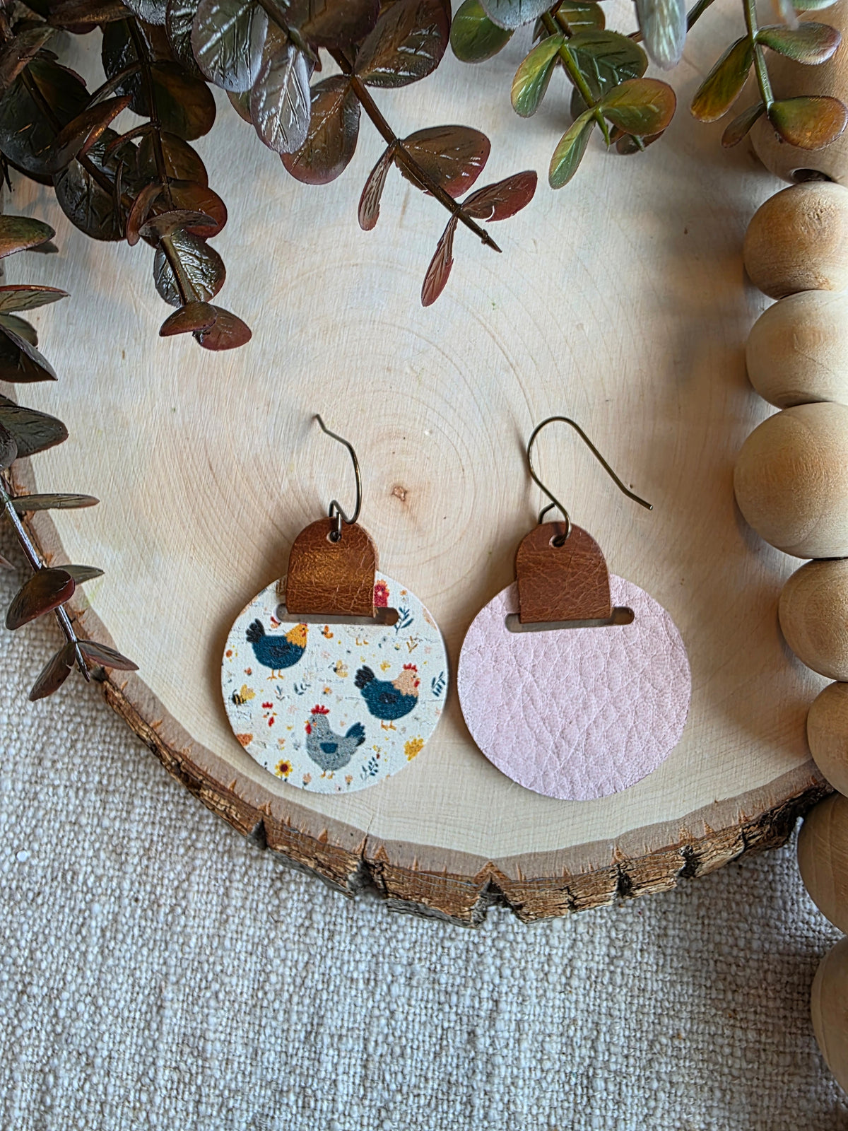 Chicken Looped Circle Earrings