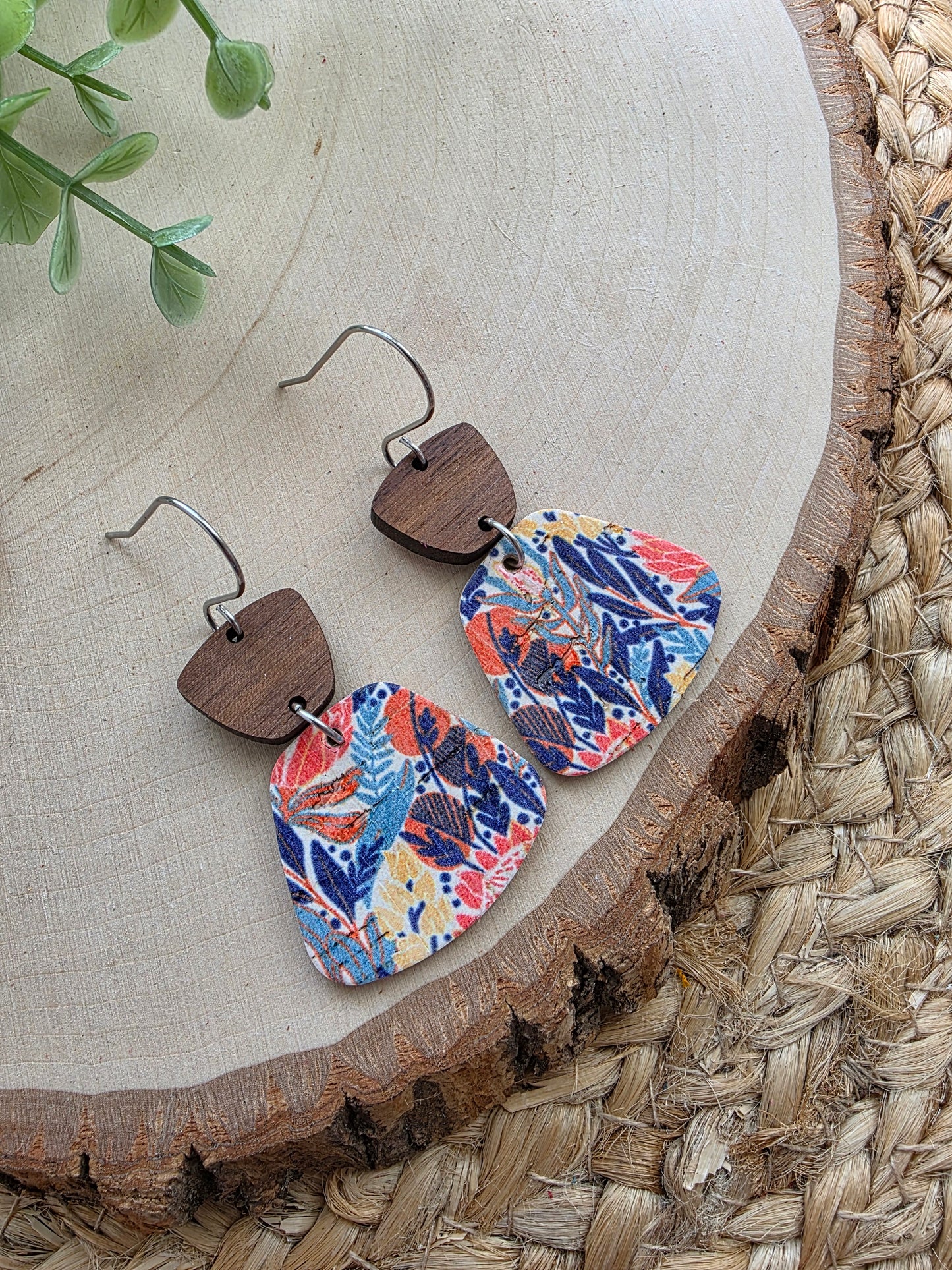 Autumn Meadow Floral Rounded Trapezoid Earrings