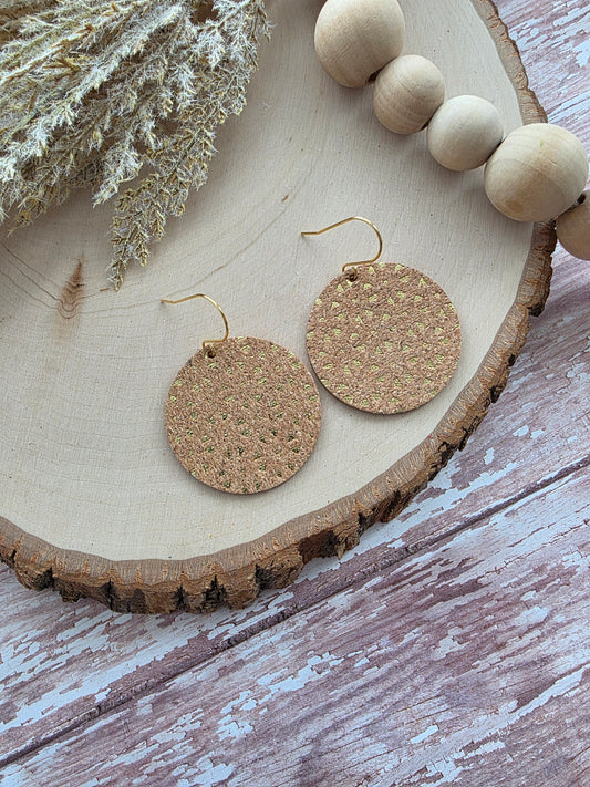 Gold & Cork Intricate Windowpane Circle Earrings