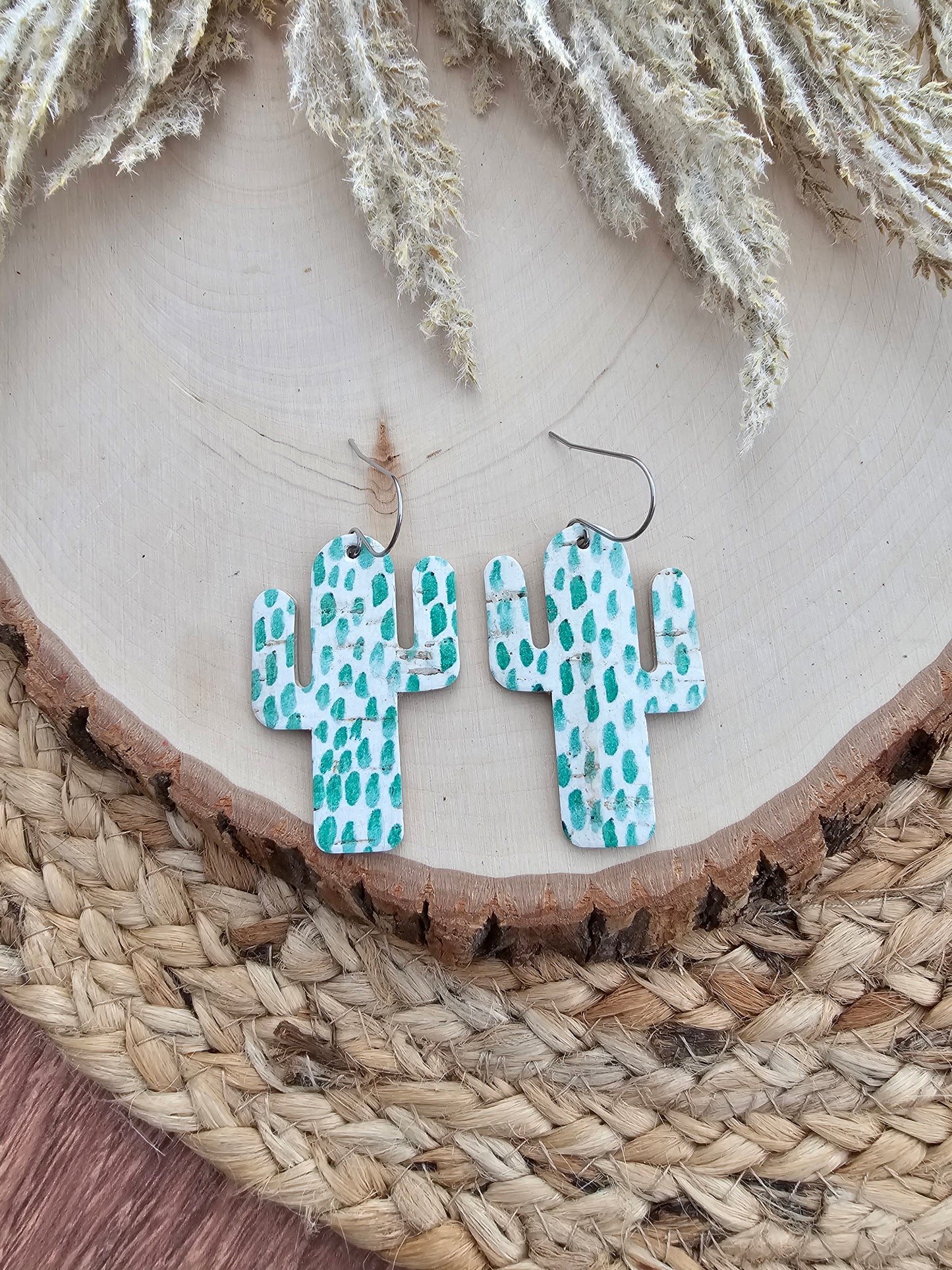 Green Cactus Earrings