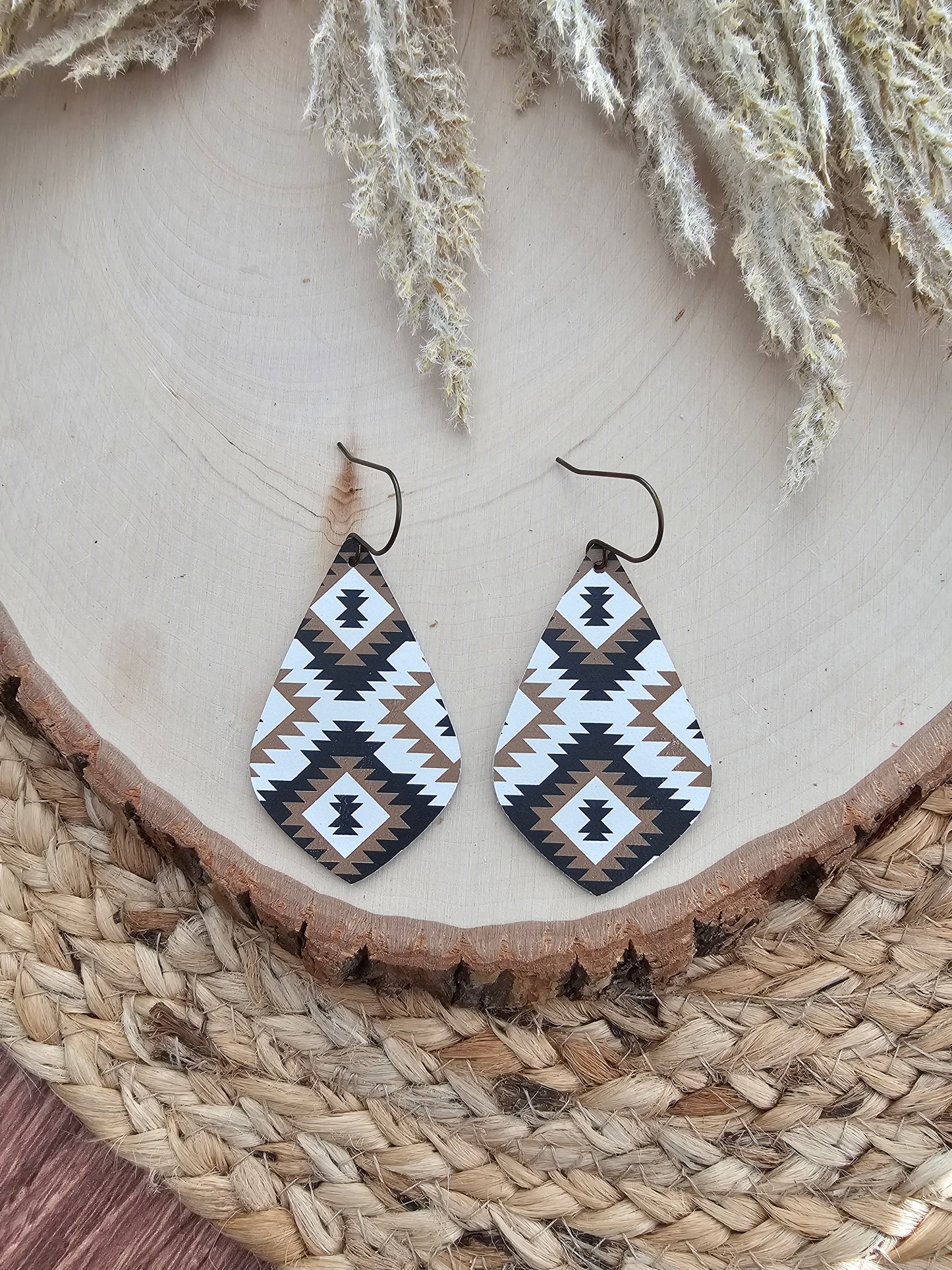 Aztec Print Pointed Teardrop Earrings