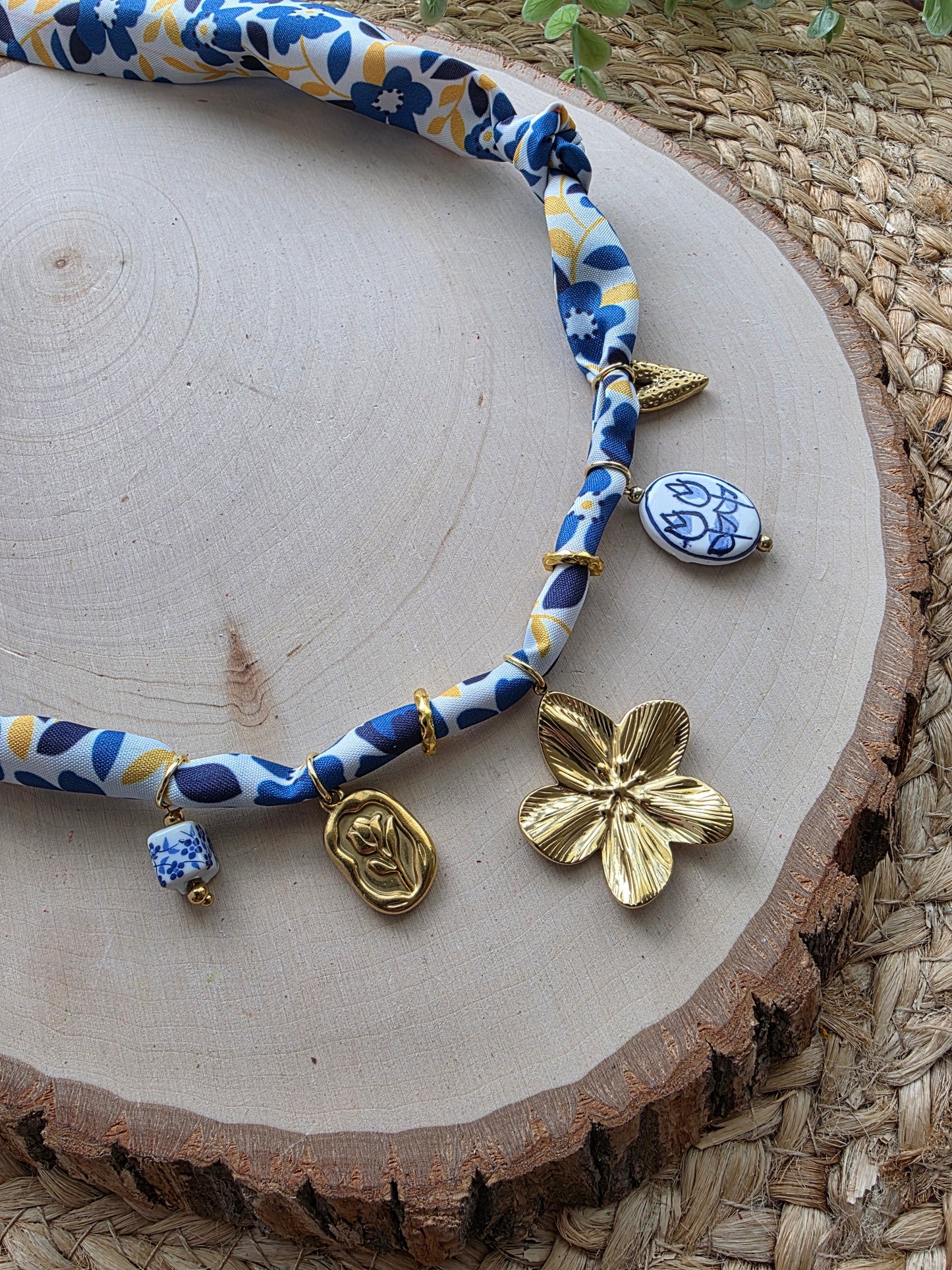 Golden Bloom Scarf Charm Necklace