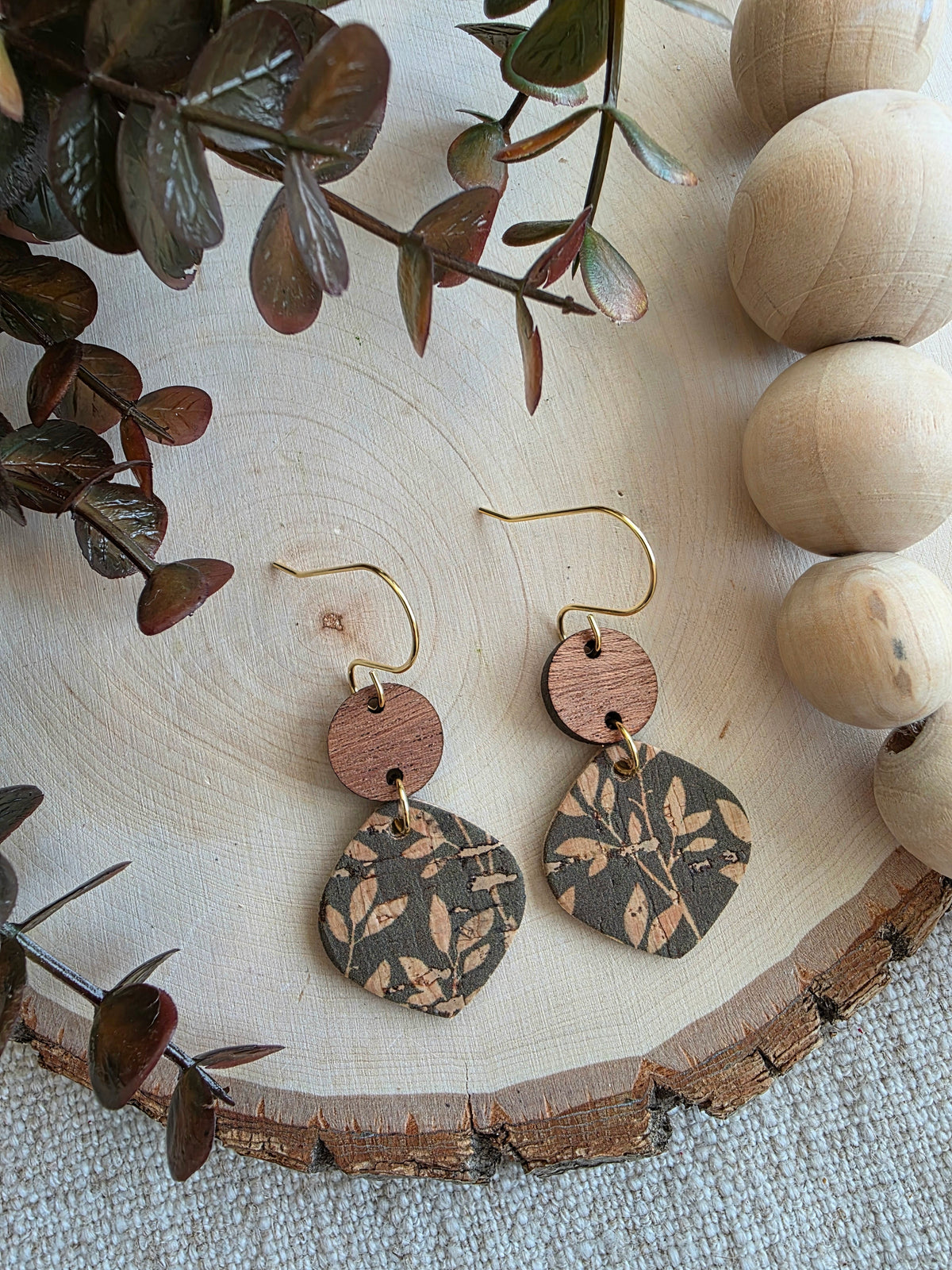 Moss Green Willow Rounded Petal Earring
