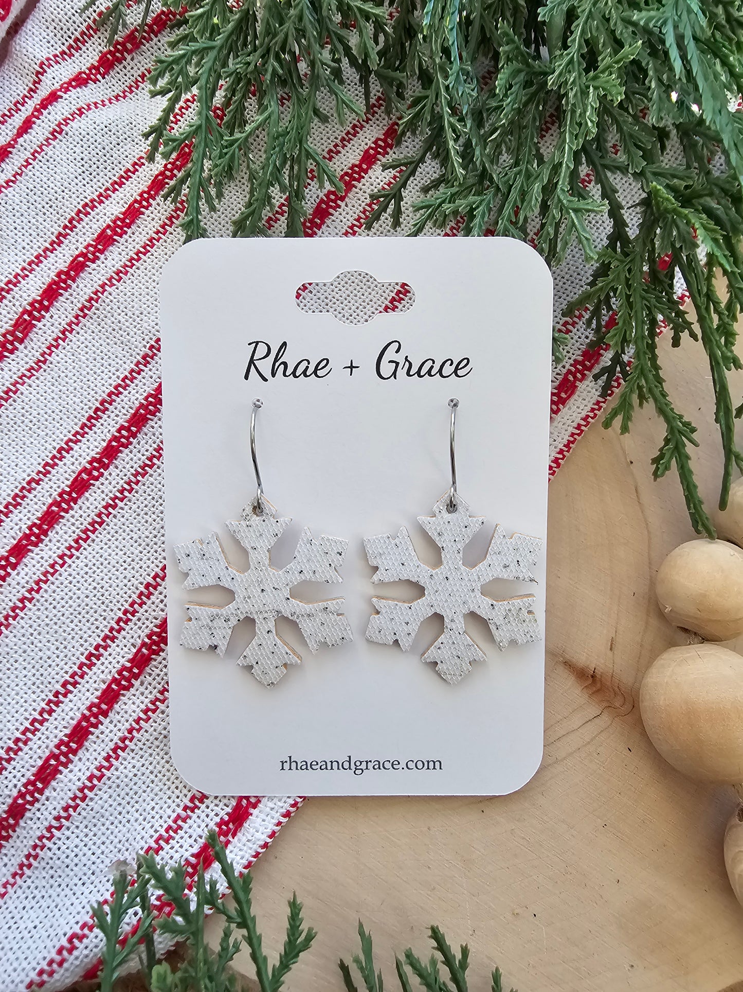 White Sparkle Snowflake Earrings