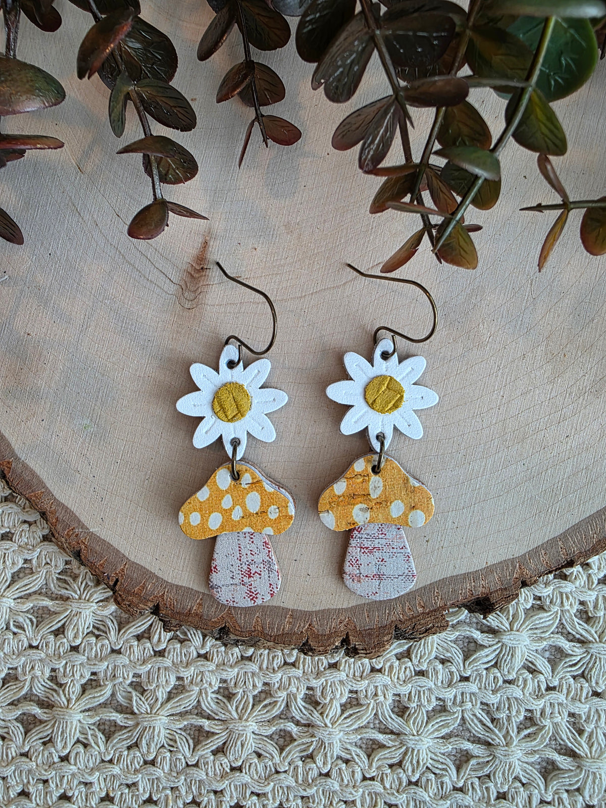 Whimsical Toadstool Earrings - Yellow