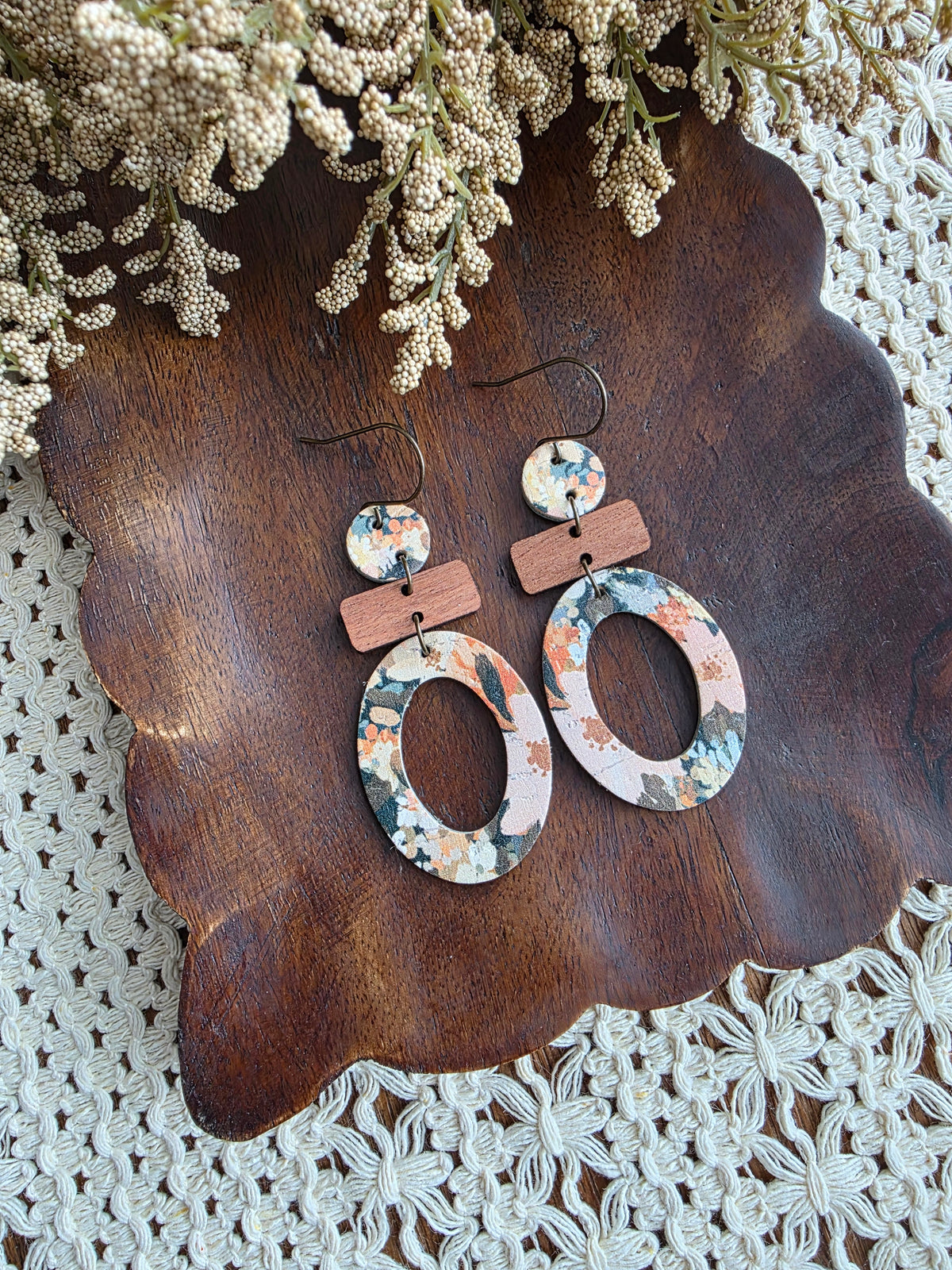 Rosemary Wildflower Open Oval Earrings