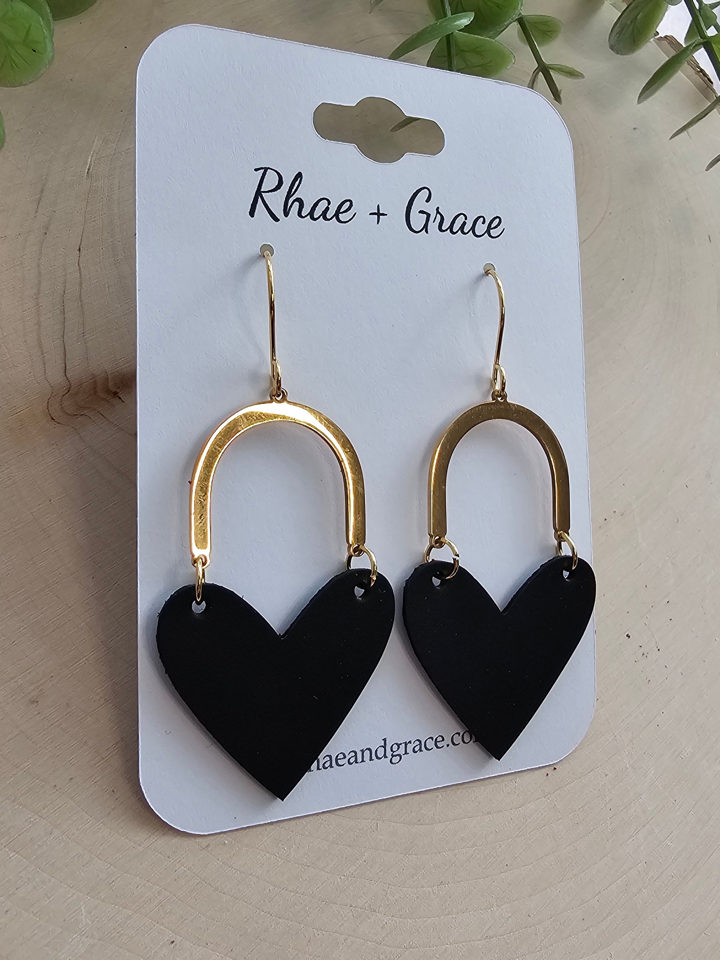 Black Arched Heart Earrings