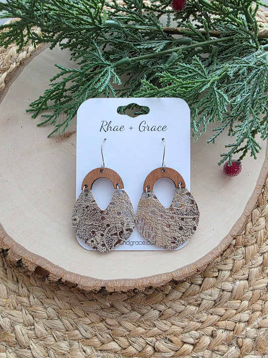 Beige & Silver Fringe Swoop Earrings