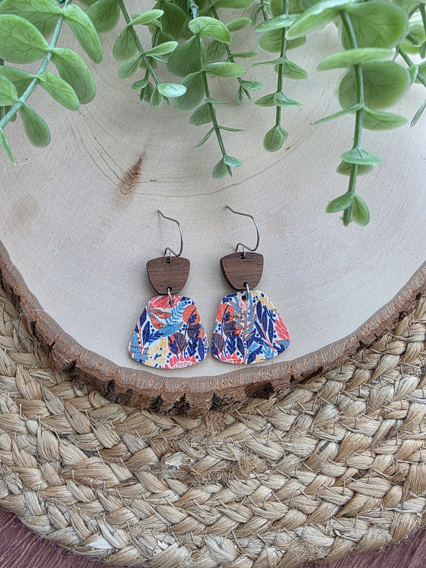 Autumn Meadow Floral Rounded Trapezoid Earrings