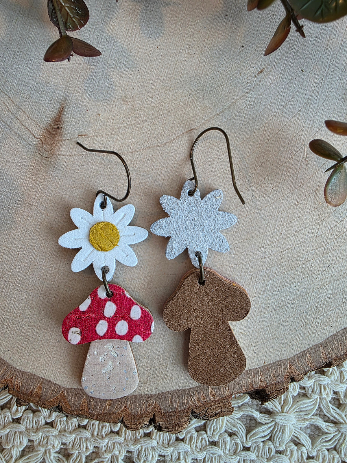 Whimsical Toadstool Earrings - Red