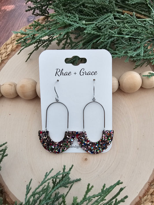 Jewel Glitter Inverted Arch Earrings