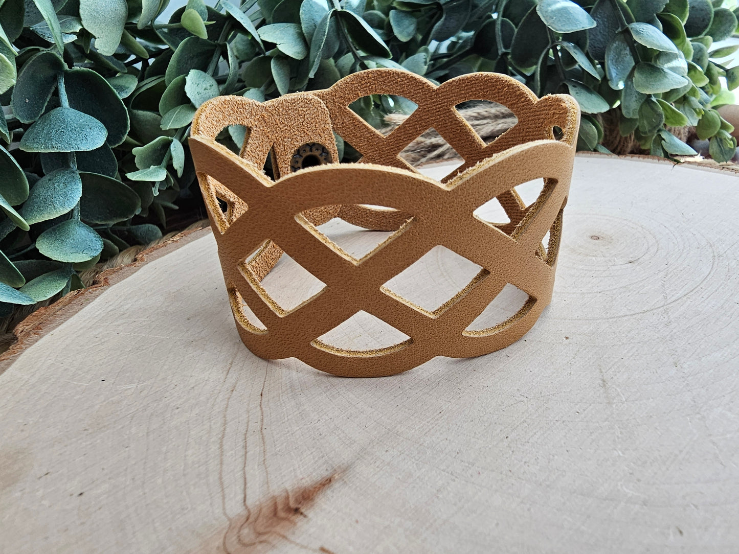 Honey Tan Lattice Leather Bracelet