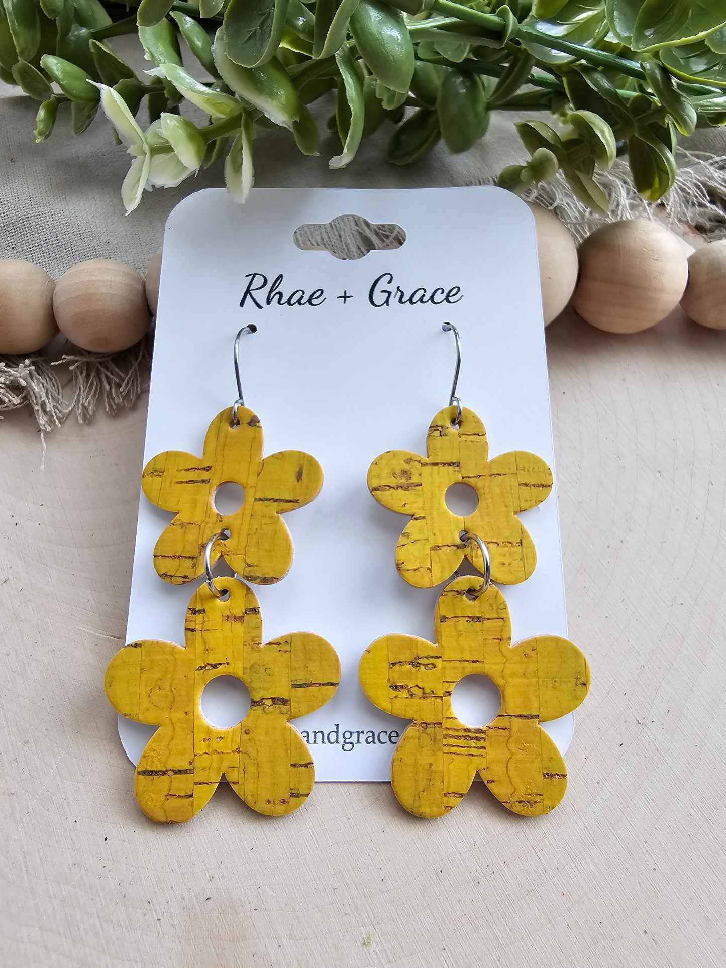 Yellow Stacked Flower Earrings