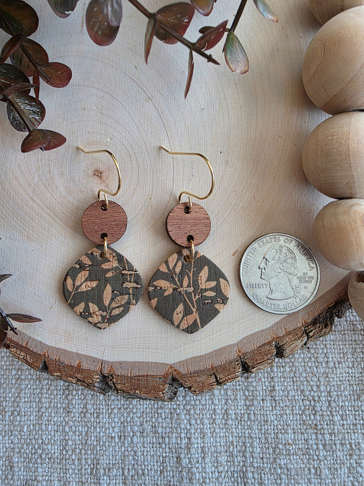 Moss Green Willow Rounded Petal Earring