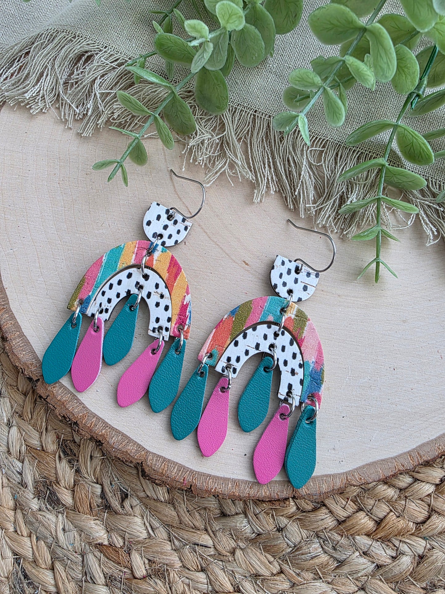 Pattern Mixed Arch Statement Earrings