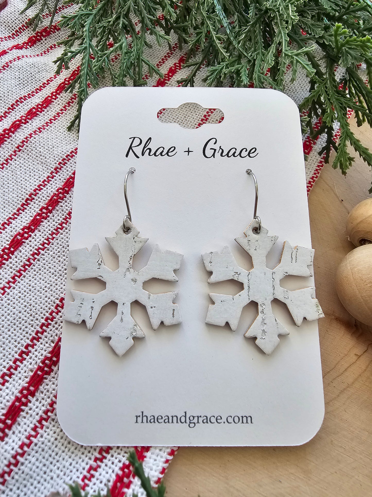 White Birch Snowflake Earrings