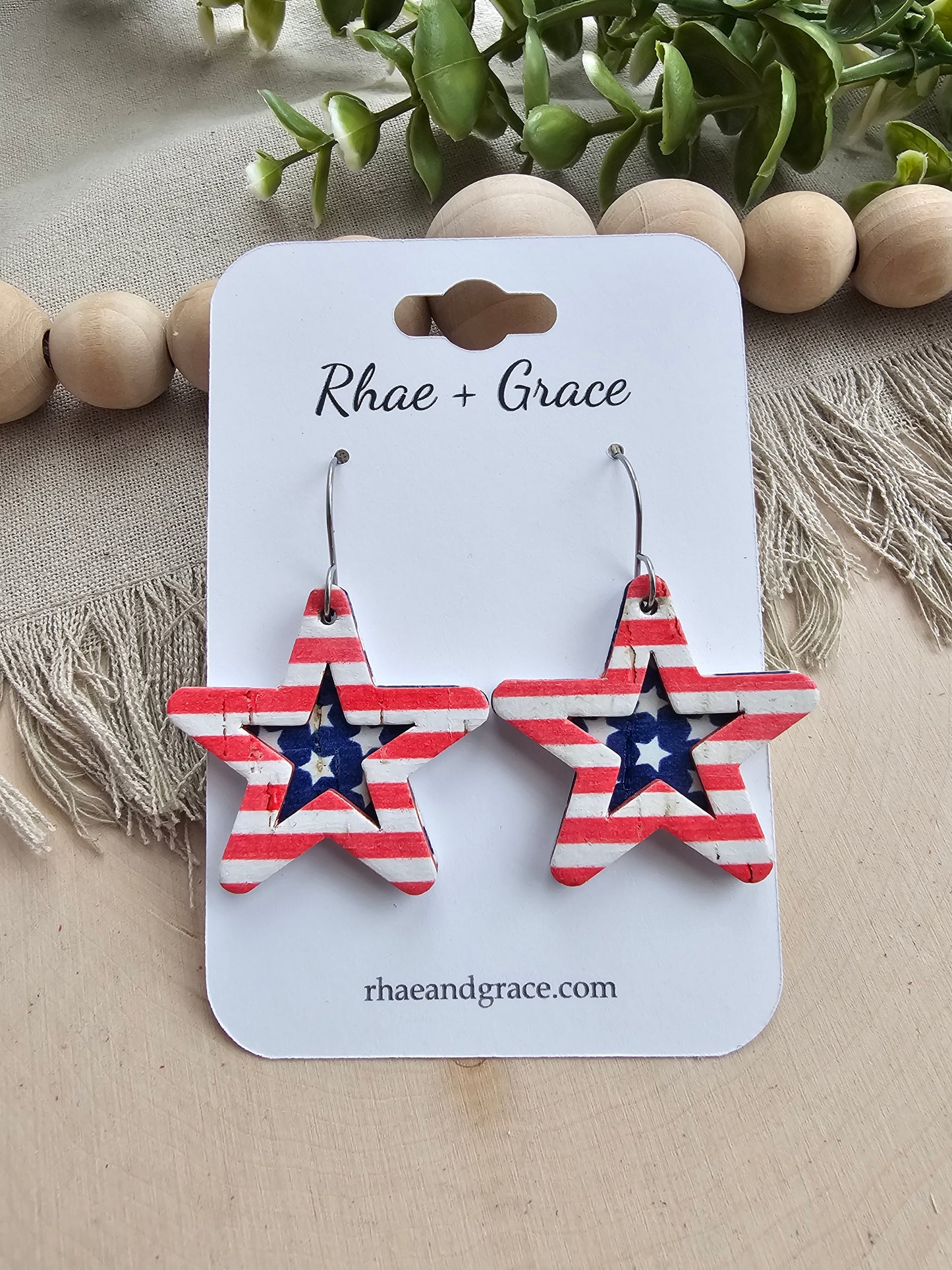 The Red, White & Blue Layered Star Earrings