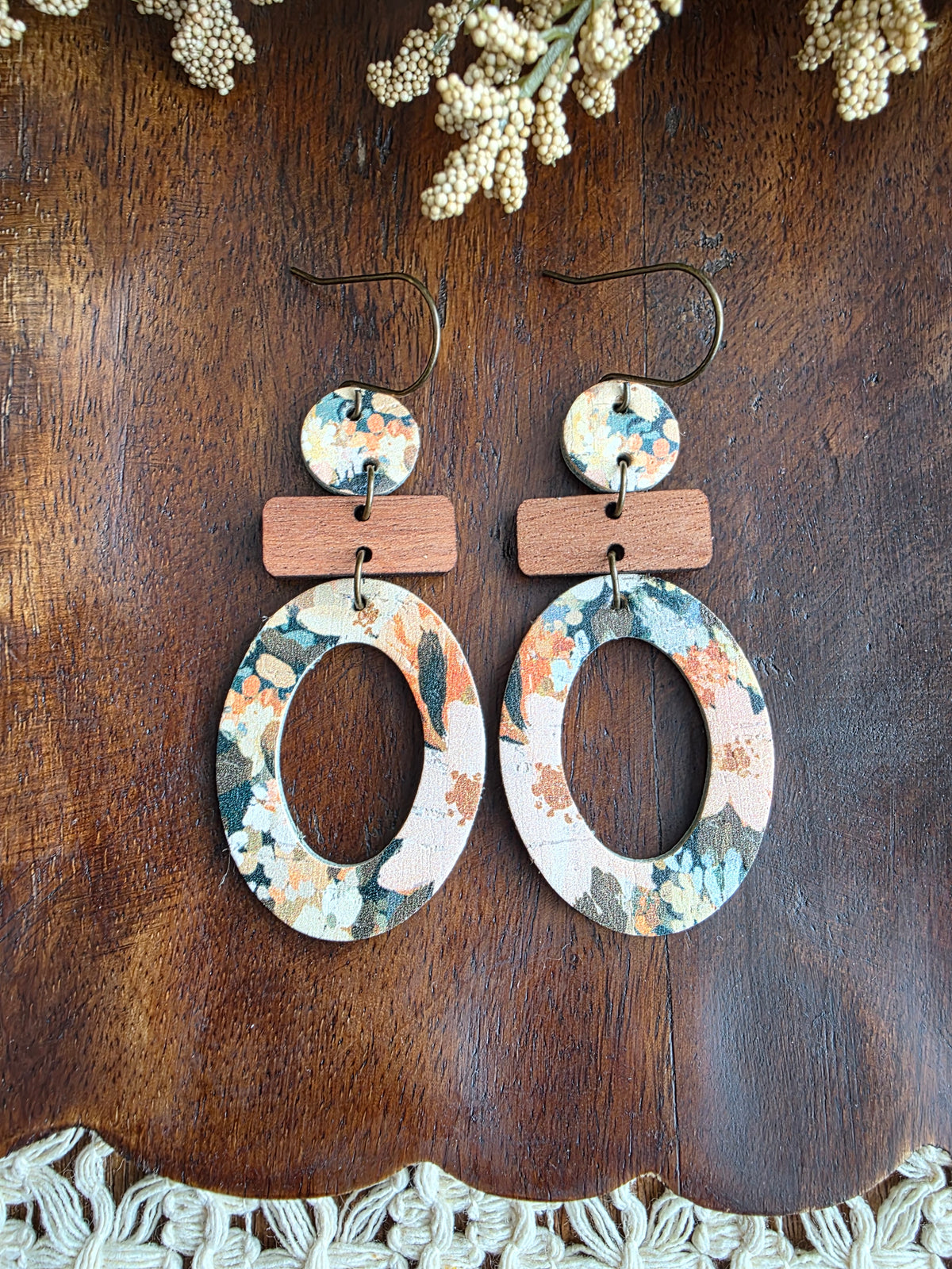 Rosemary Wildflower Open Oval Earrings