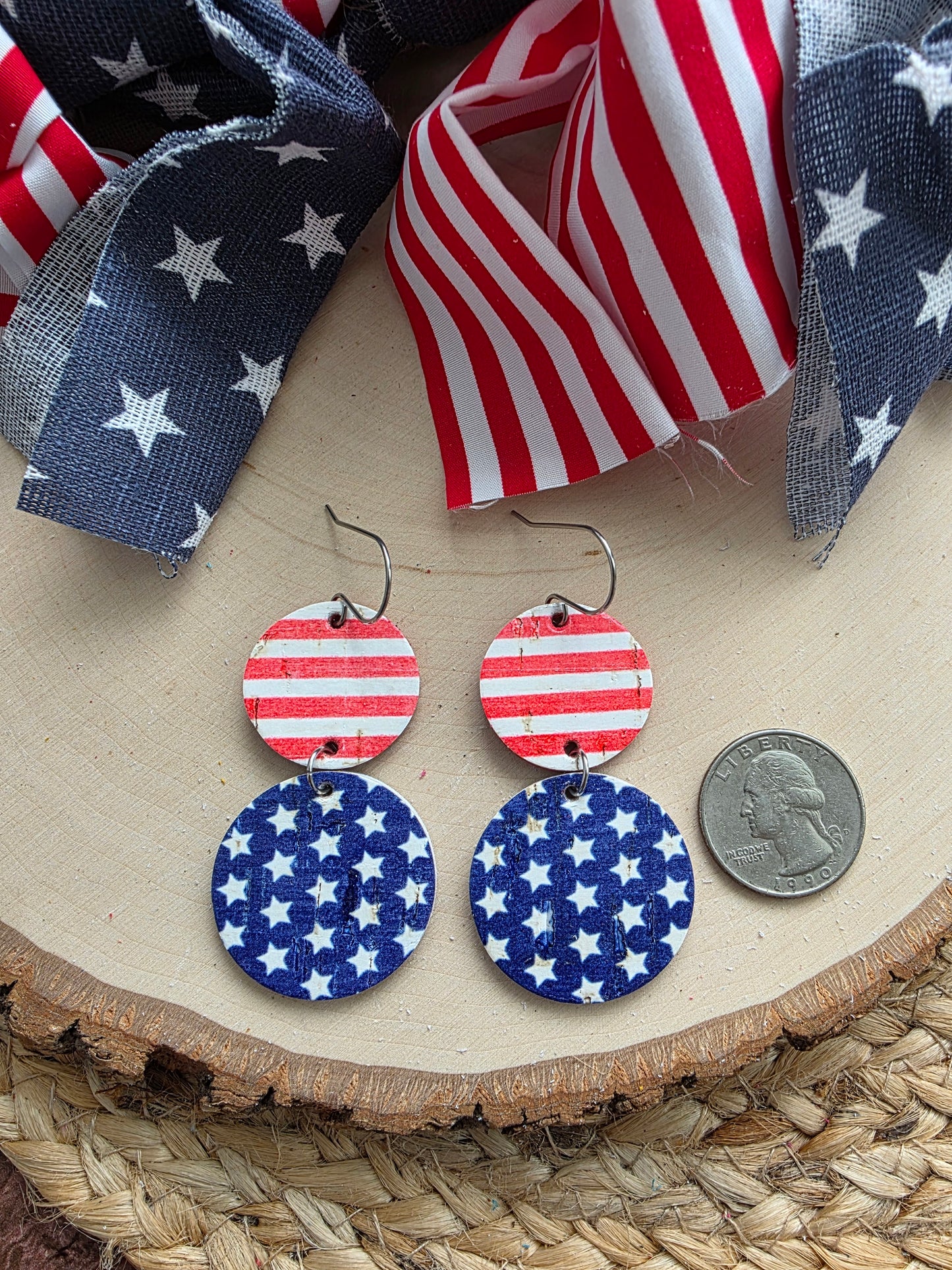 Stars & Stripes Stacked Circle Earrings