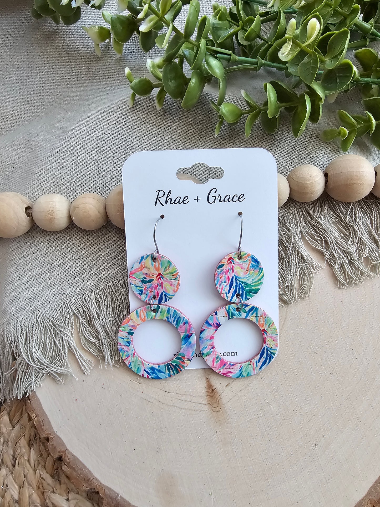 Tropical Circle Cutout Earrings