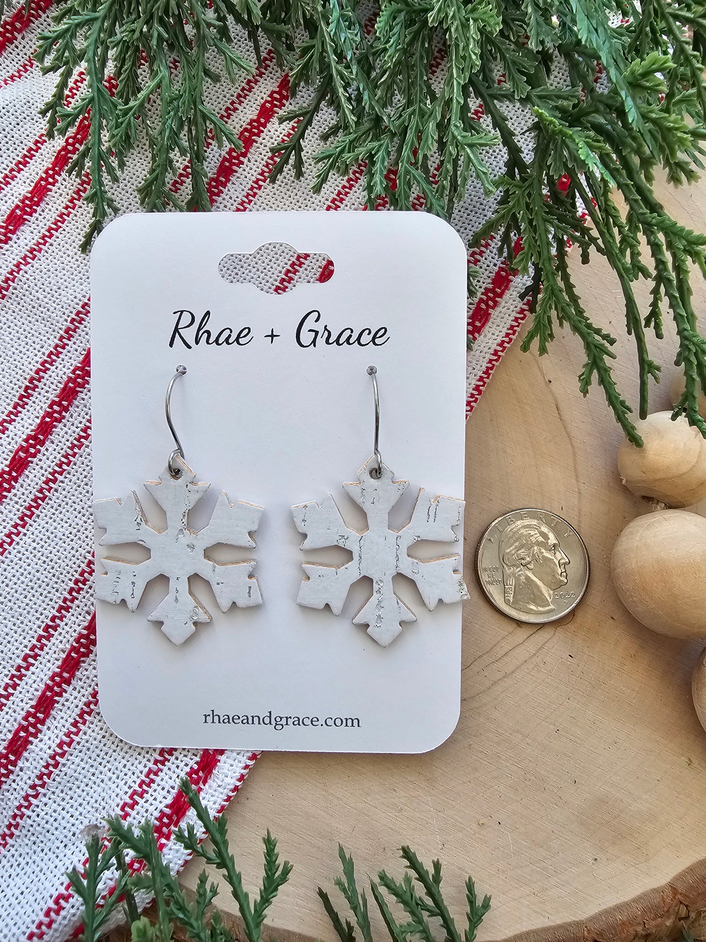 White Birch Snowflake Earrings