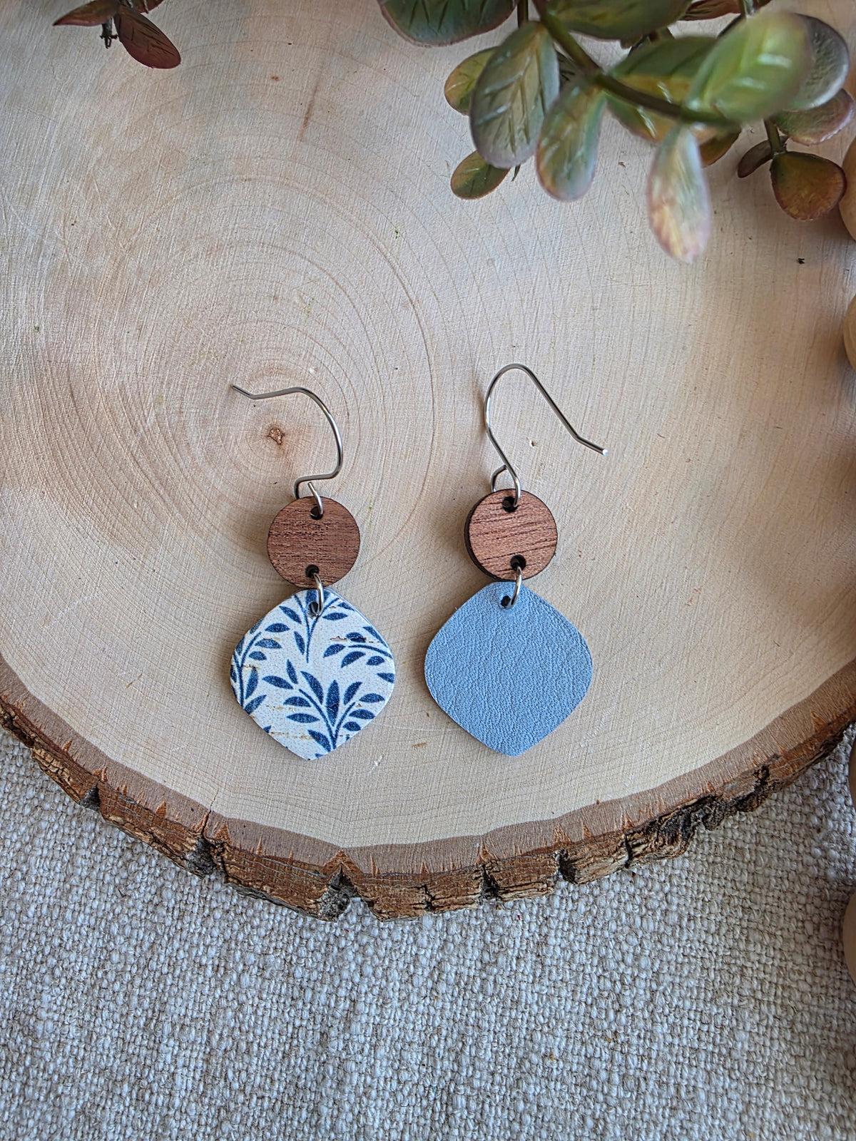 Blue Willow Rounded Petal Earrings