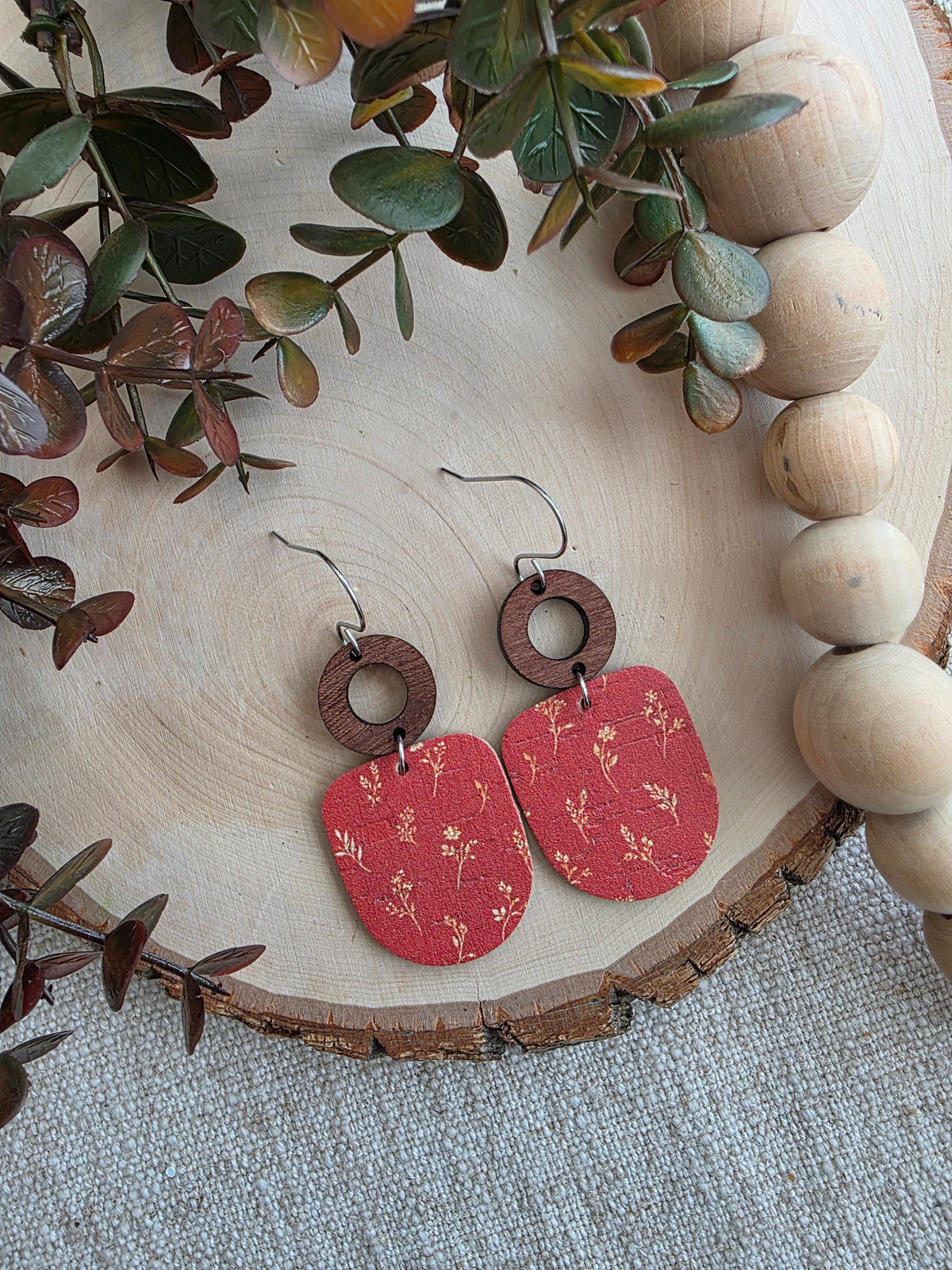 Rust Floral Drop Earrings