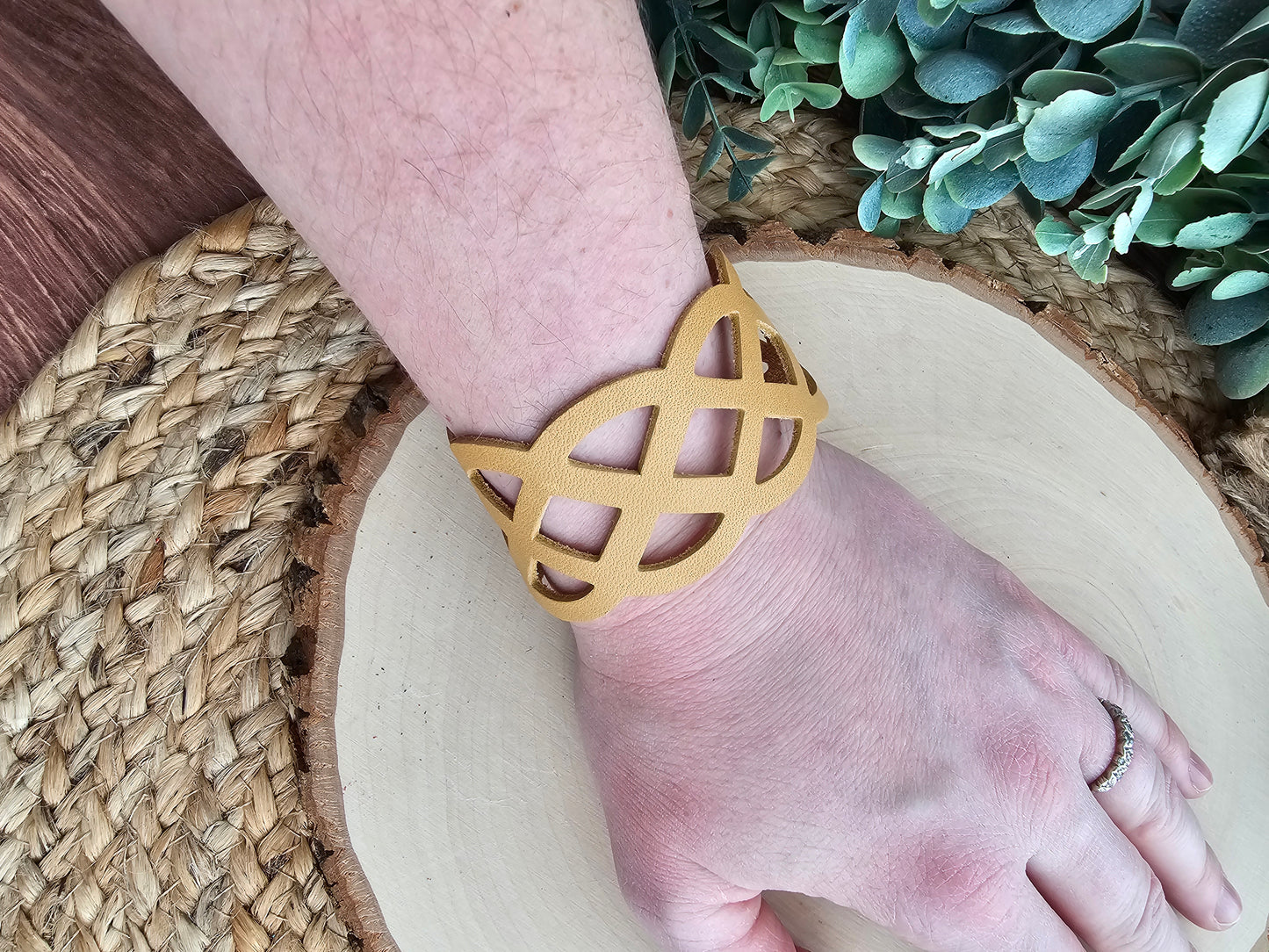 Honey Tan Lattice Leather Bracelet