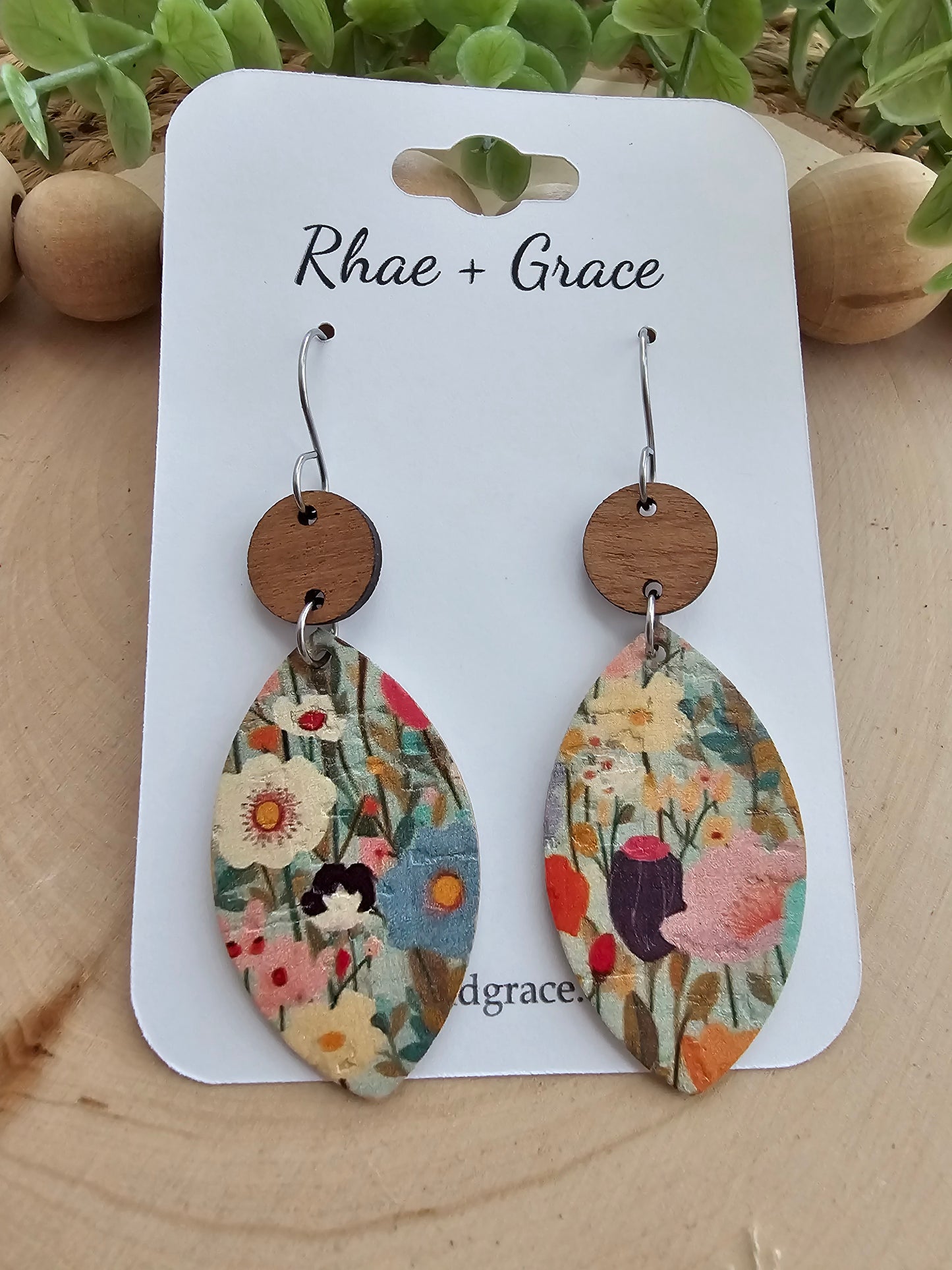 Colorful Wildflower Field Leaf Earrings