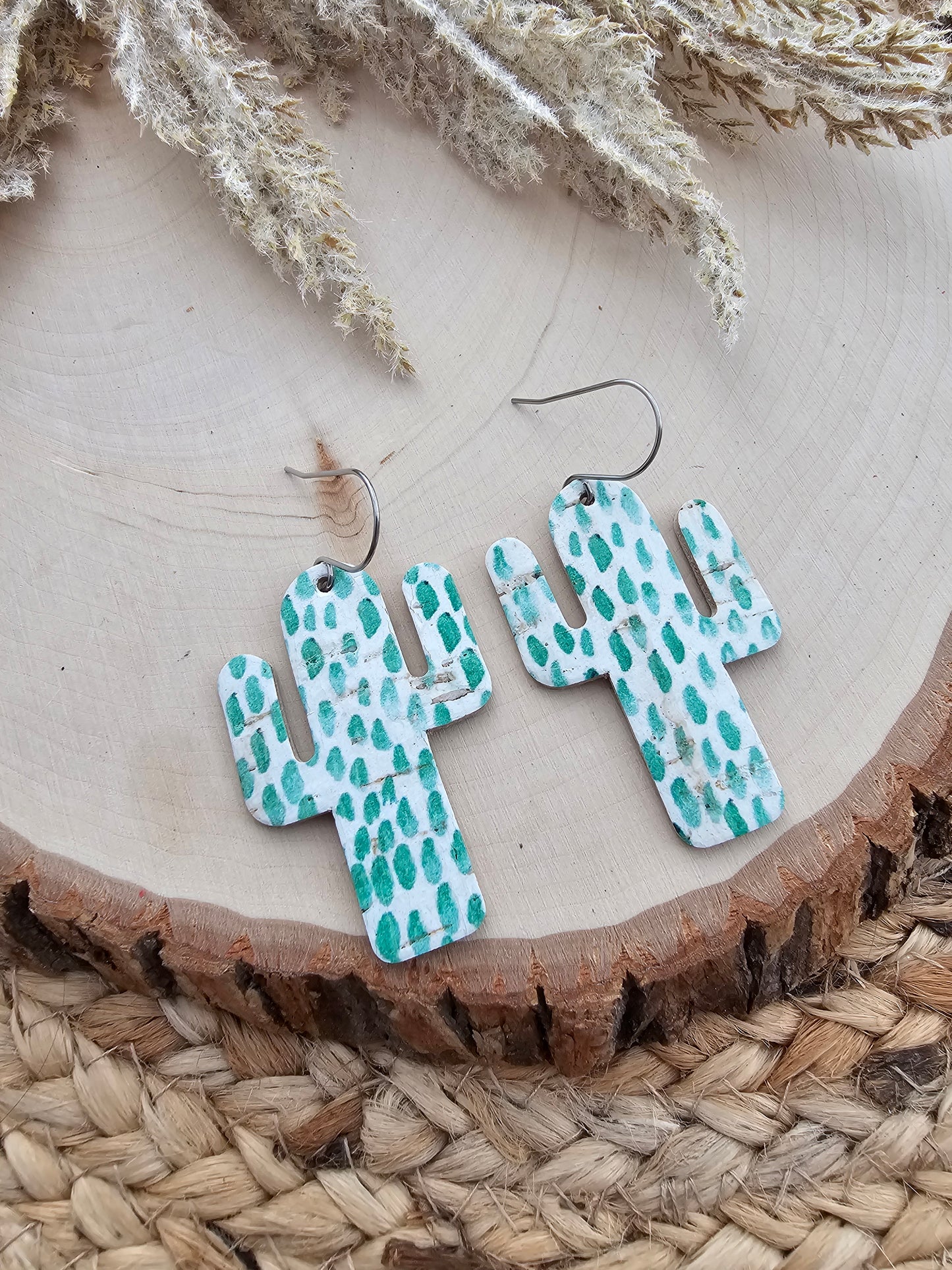 Green Cactus Earrings