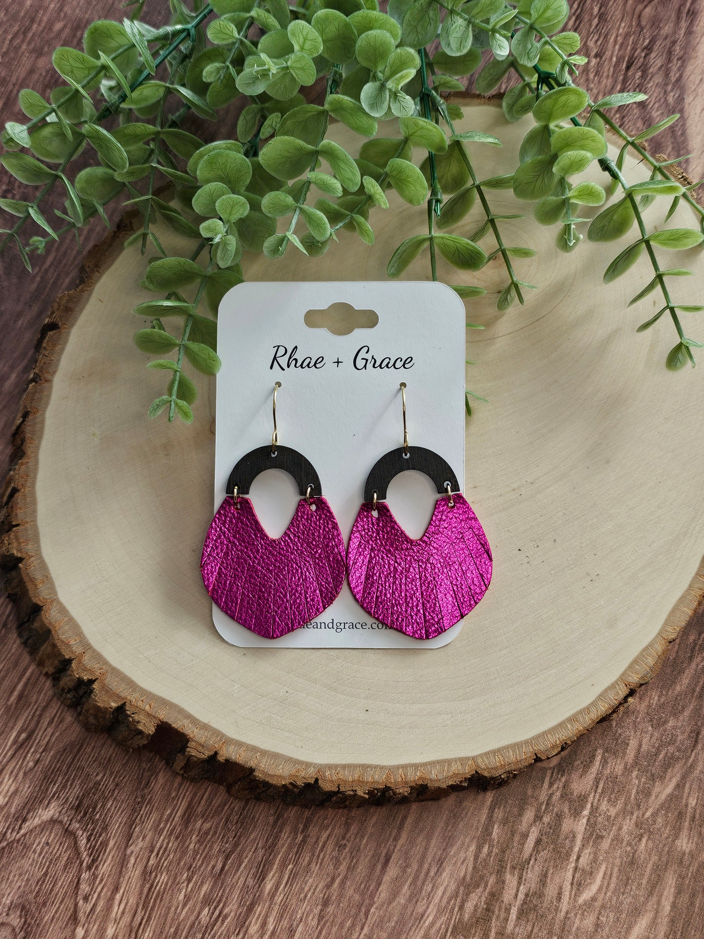 Metallic Fuschia Fringe Swoop Earrings