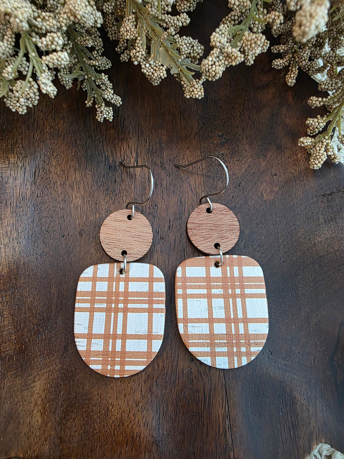 Apple Cider Plaid Drop Earrings