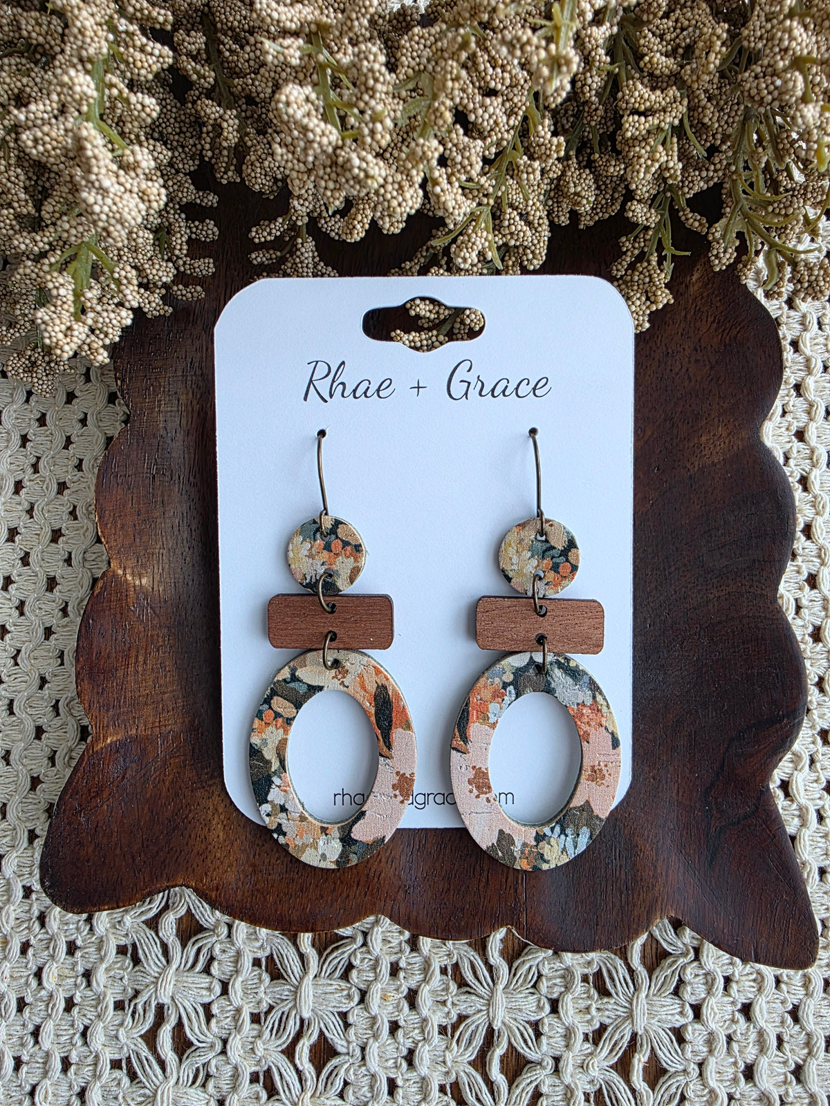 Rosemary Wildflower Open Oval Earrings