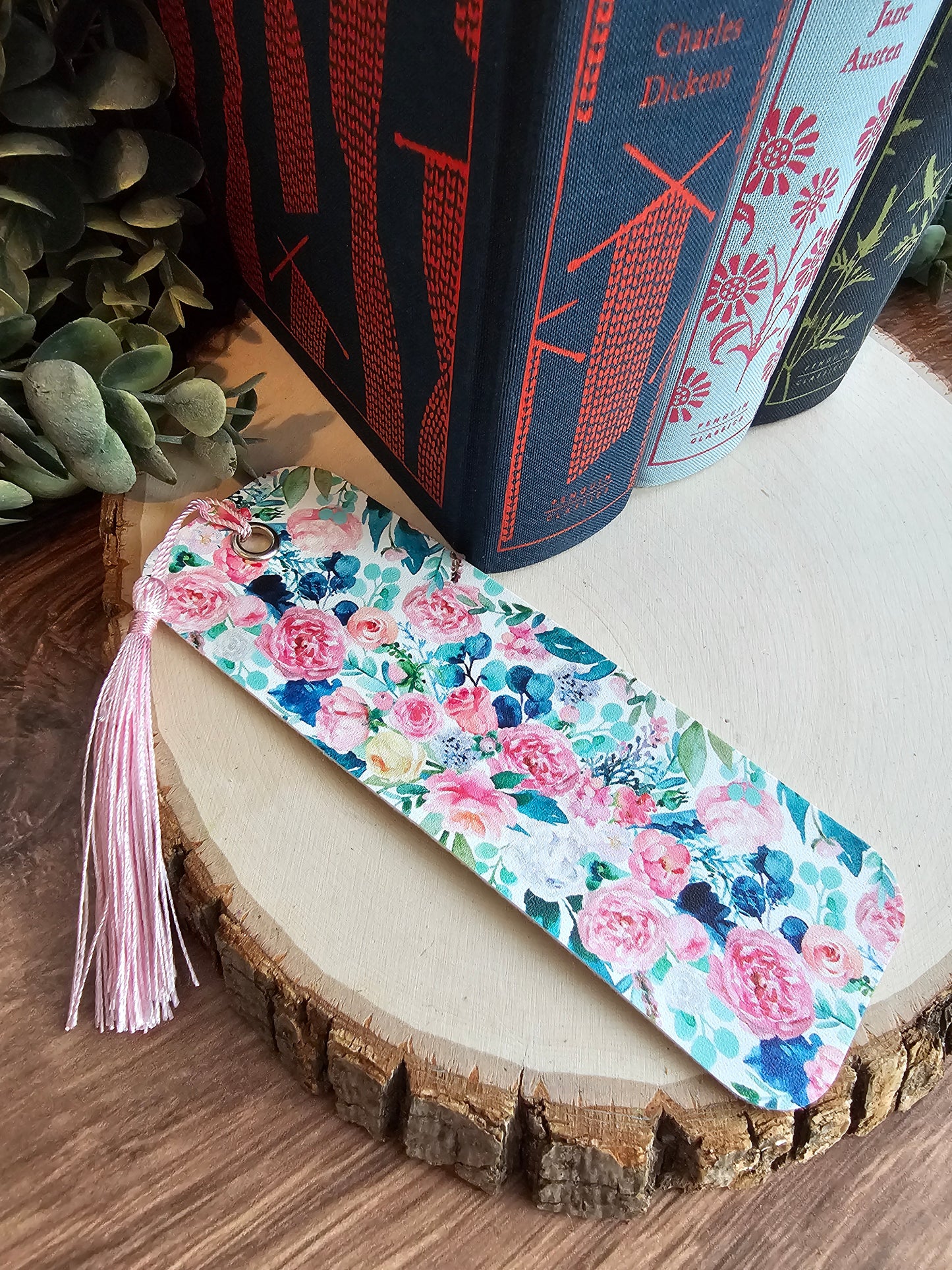 Floral Faux Leather Bookmark