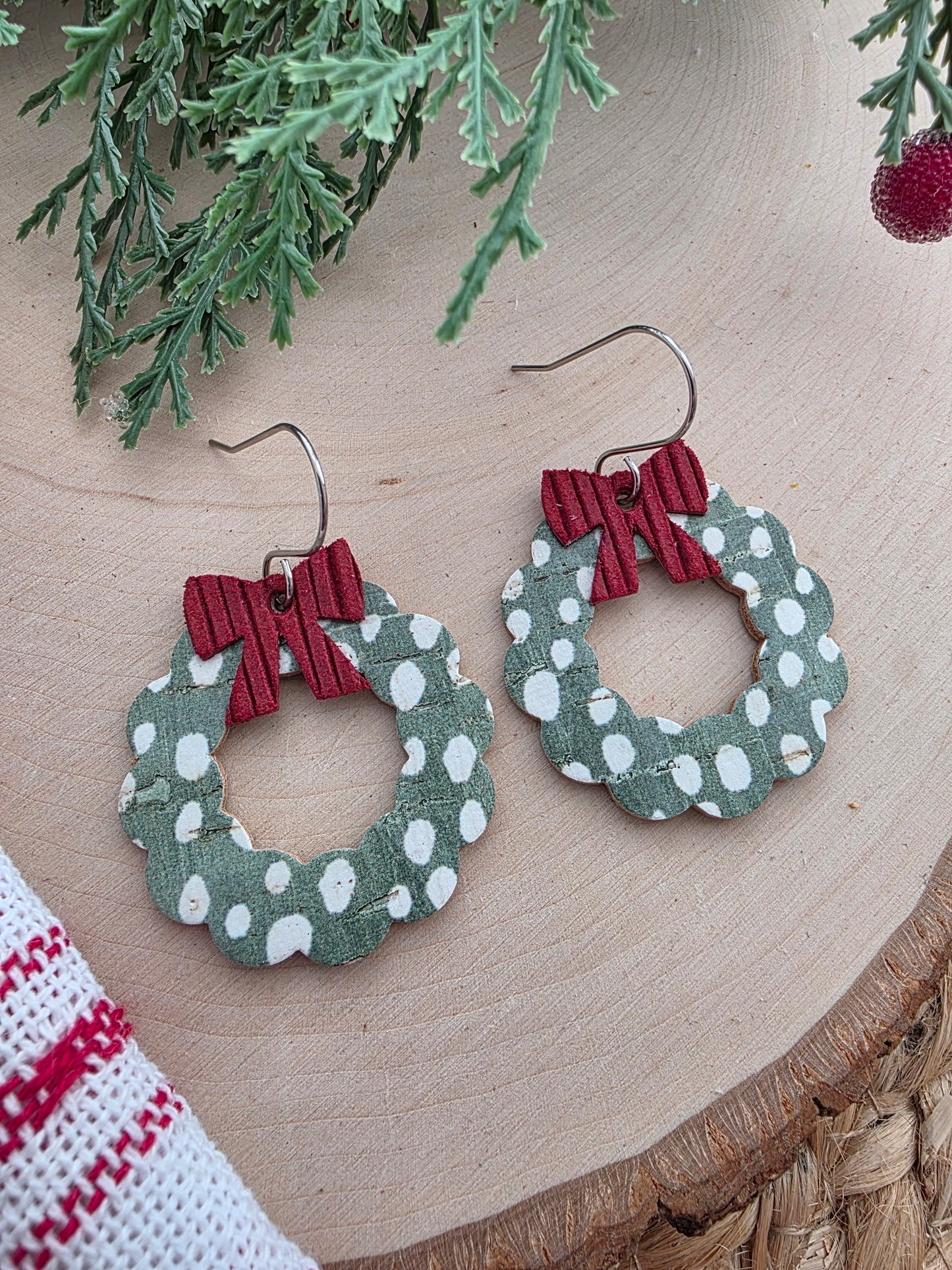 Snowy Christmas Wreath Earrings