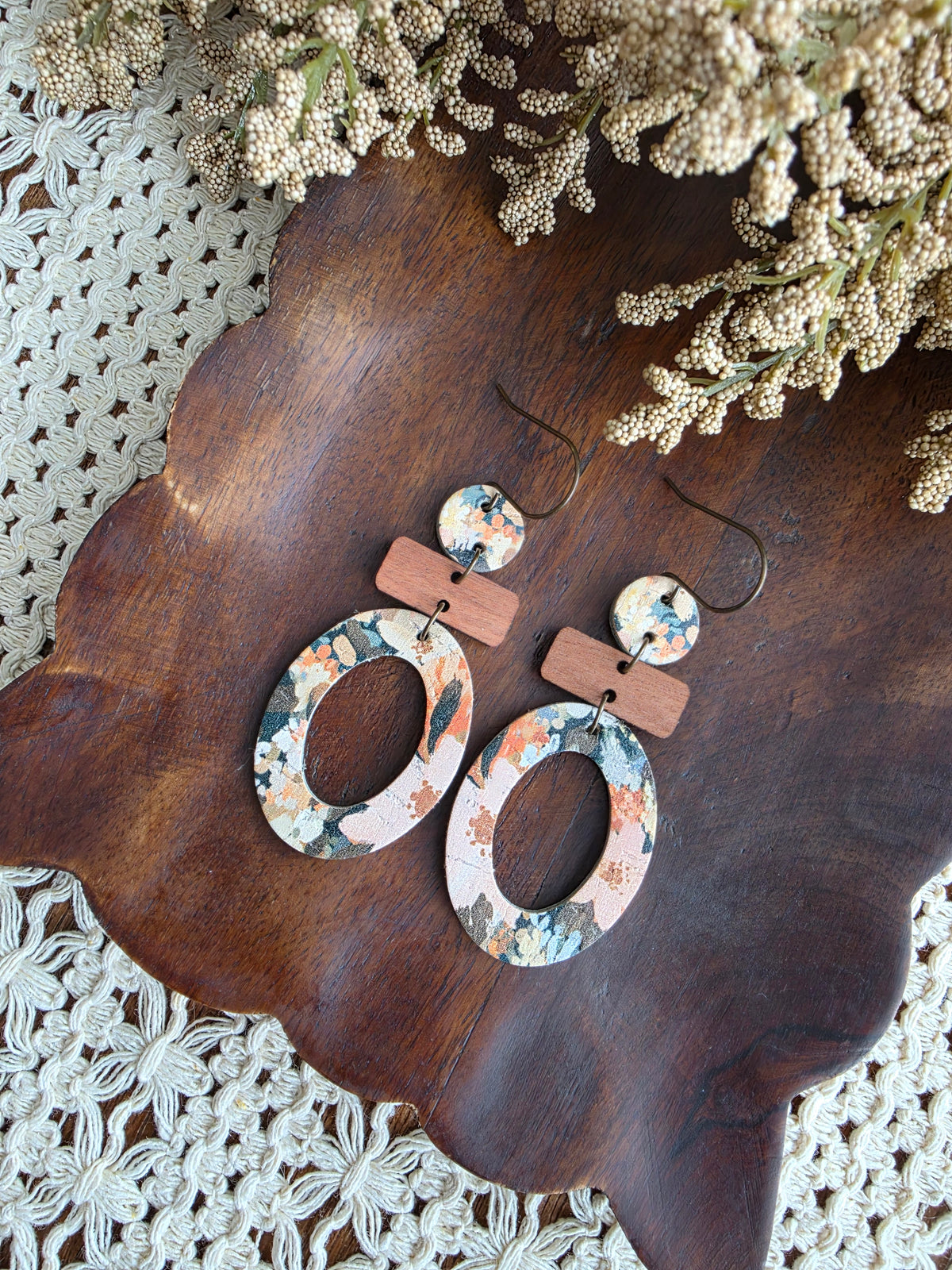 Rosemary Wildflower Open Oval Earrings
