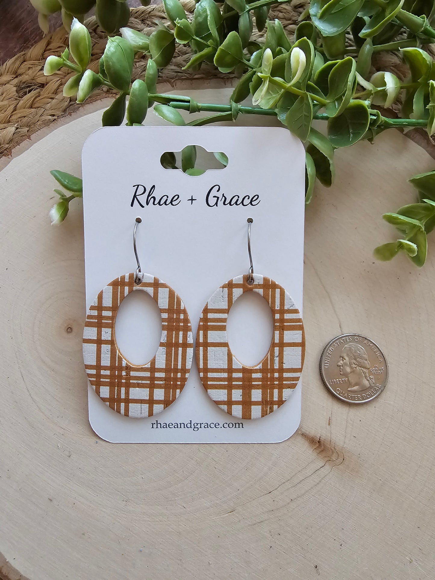 Autumn Plaid Chunky Oval Earrings