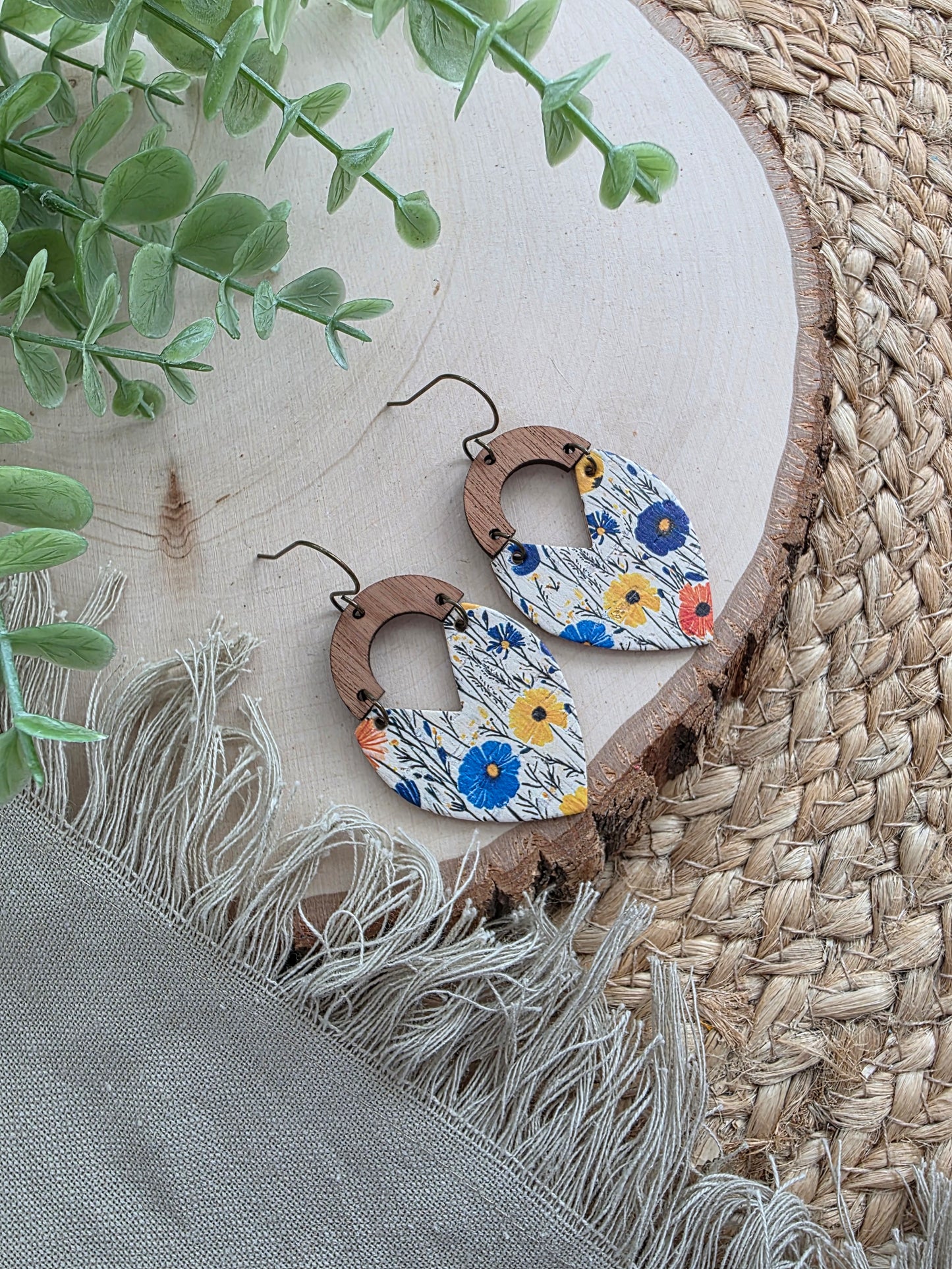 Vibrant Wildflower Swoop Earrings - Large