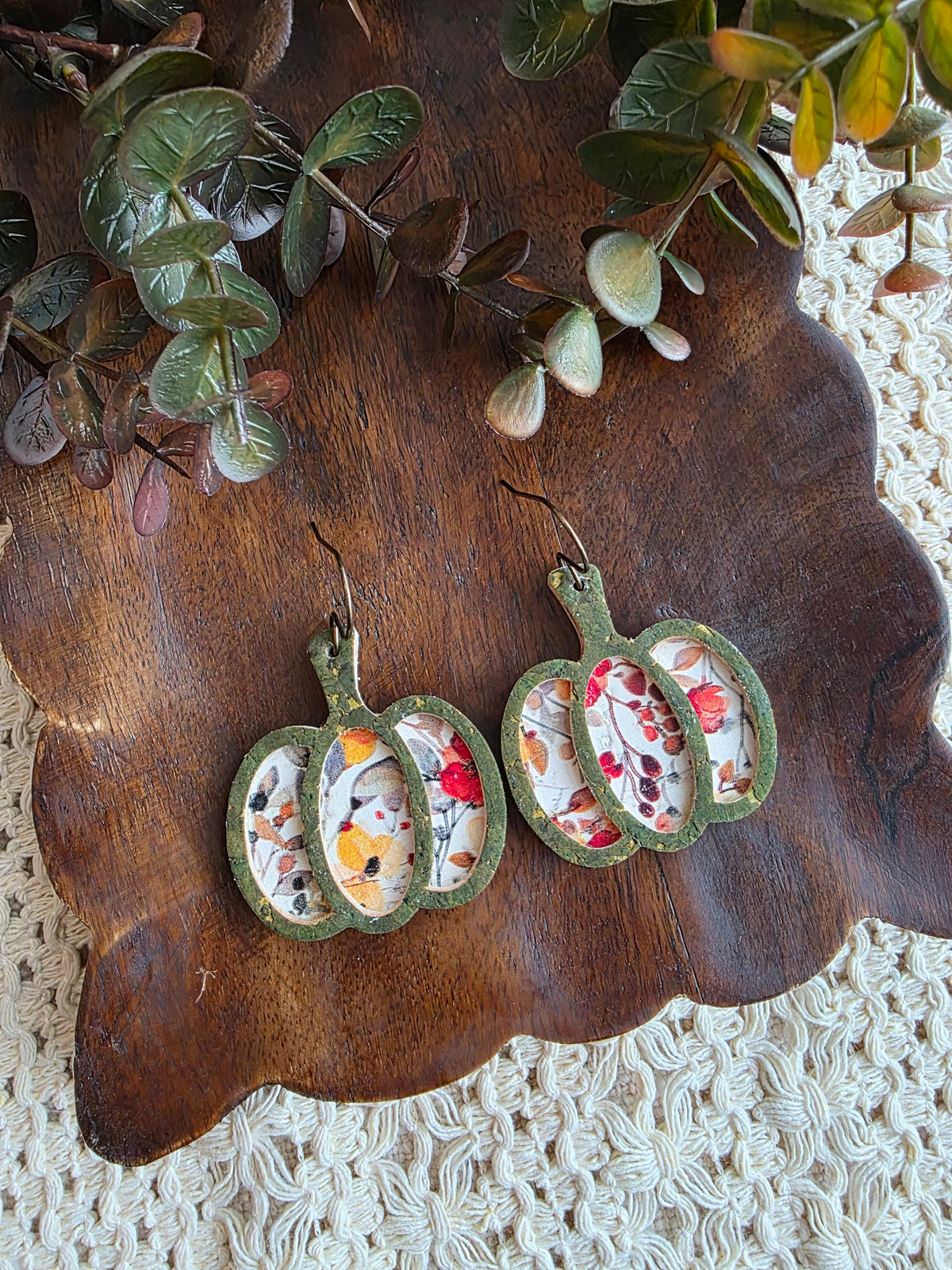 Harvest Floral Pumpkin Earrings