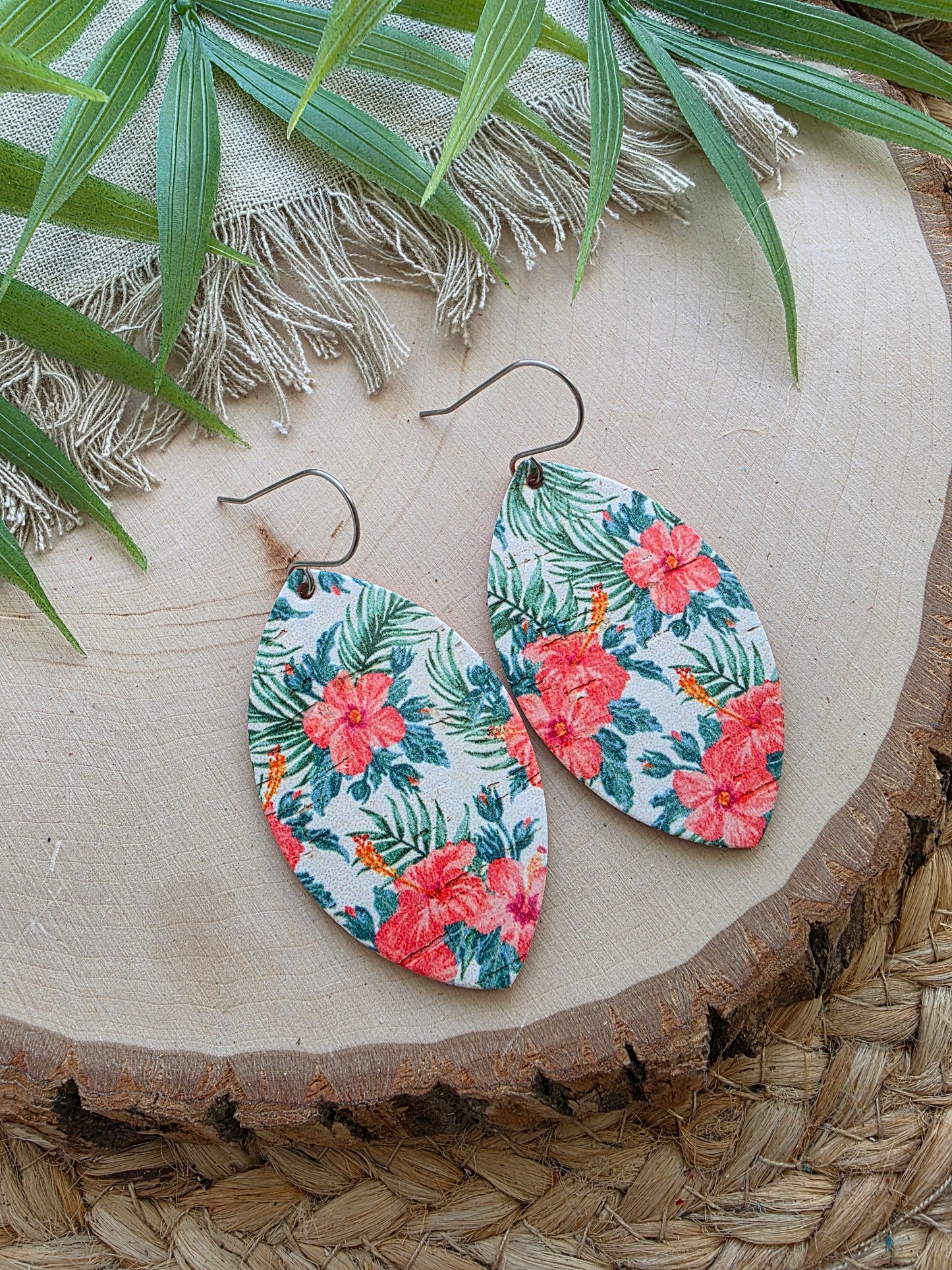 Tropical Hibiscus Leaf Earrings