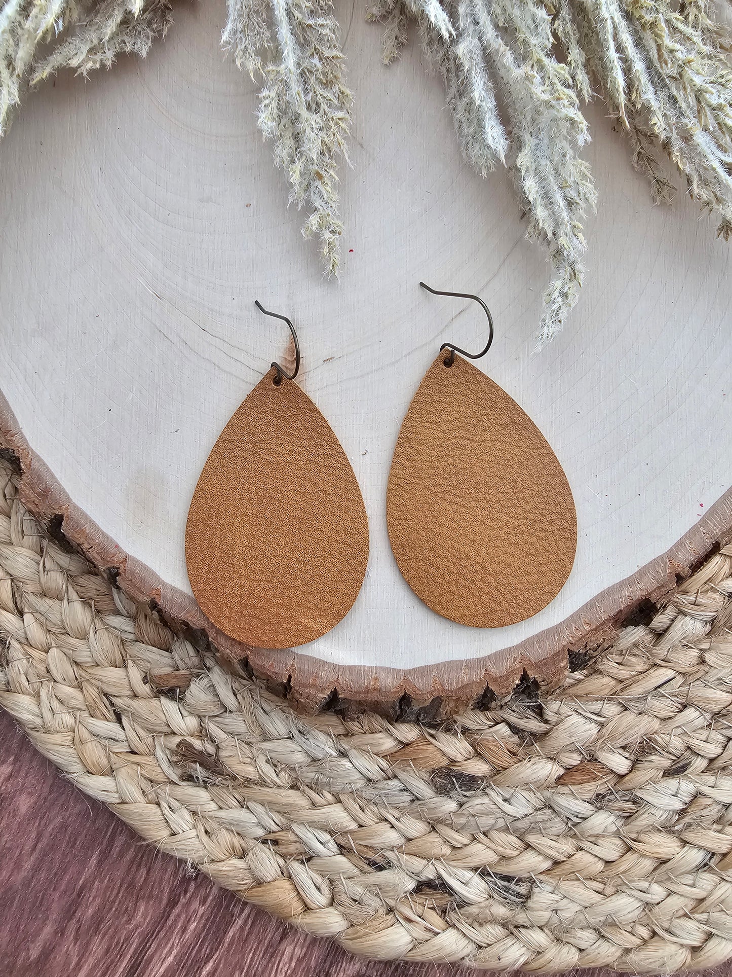 Honey Brown Teardrop Earrings - Large