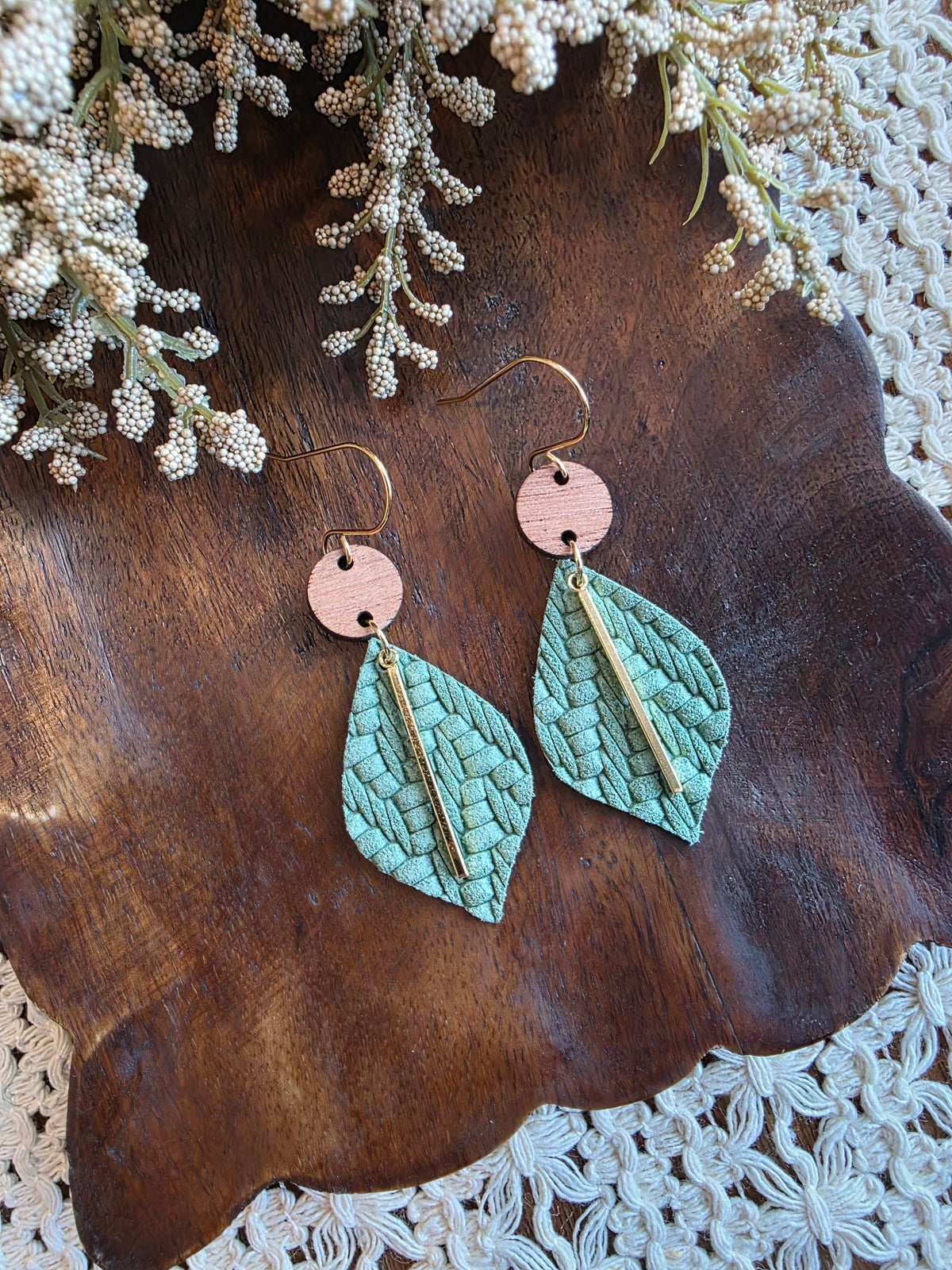 Fern Green Pointed Petal Earrings