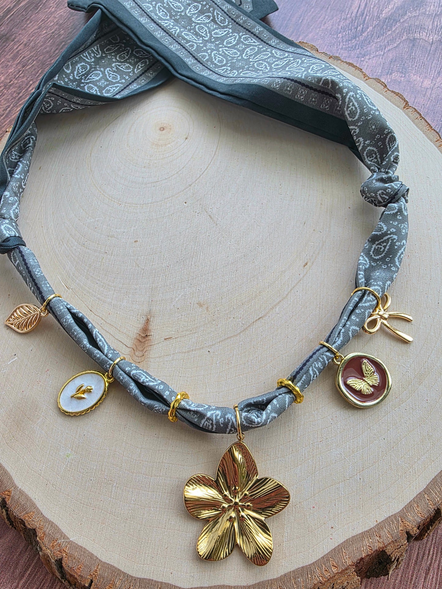 Enchanted Forest Green Scarf Charm Necklace