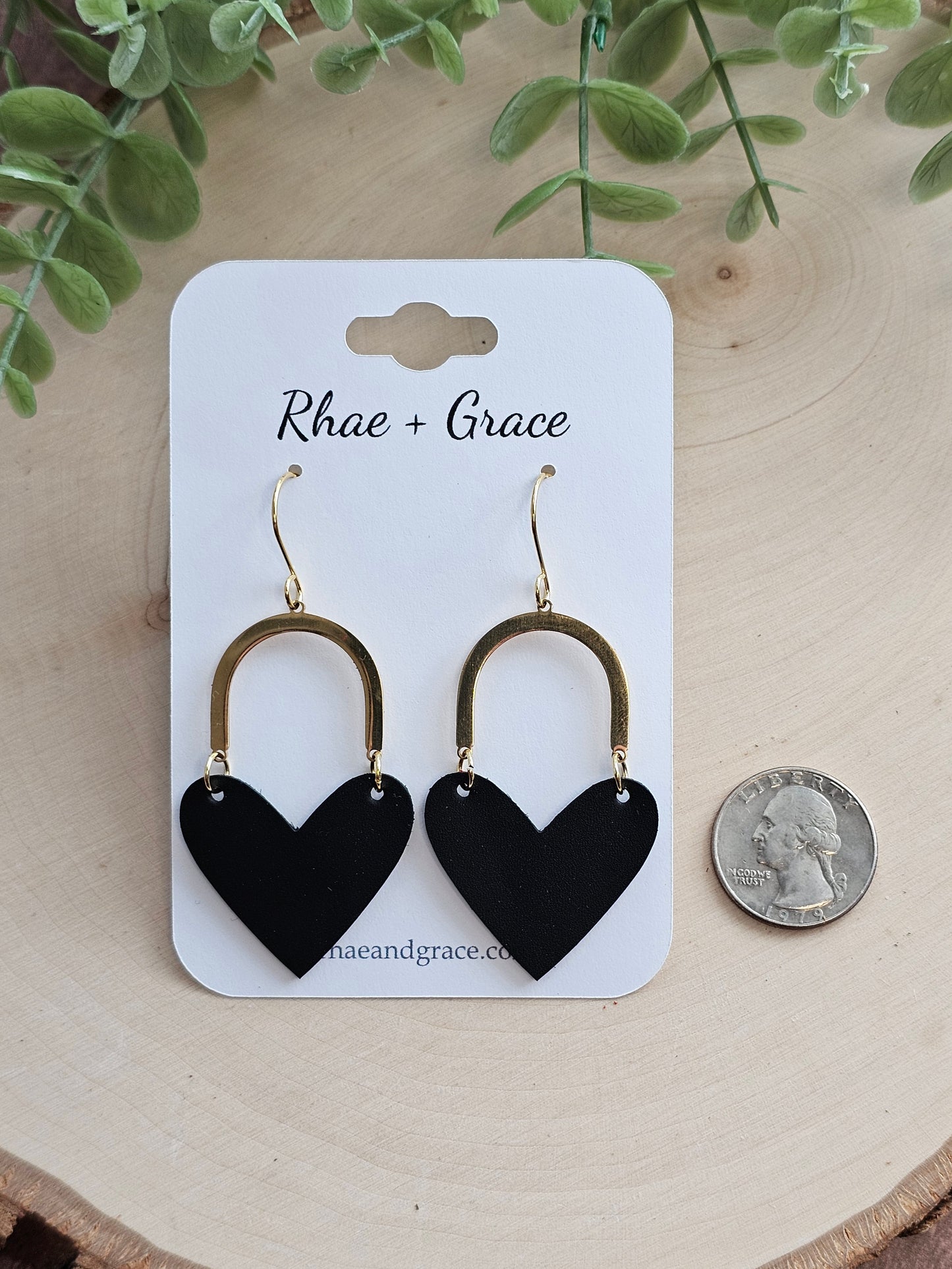 Black Arched Heart Earrings