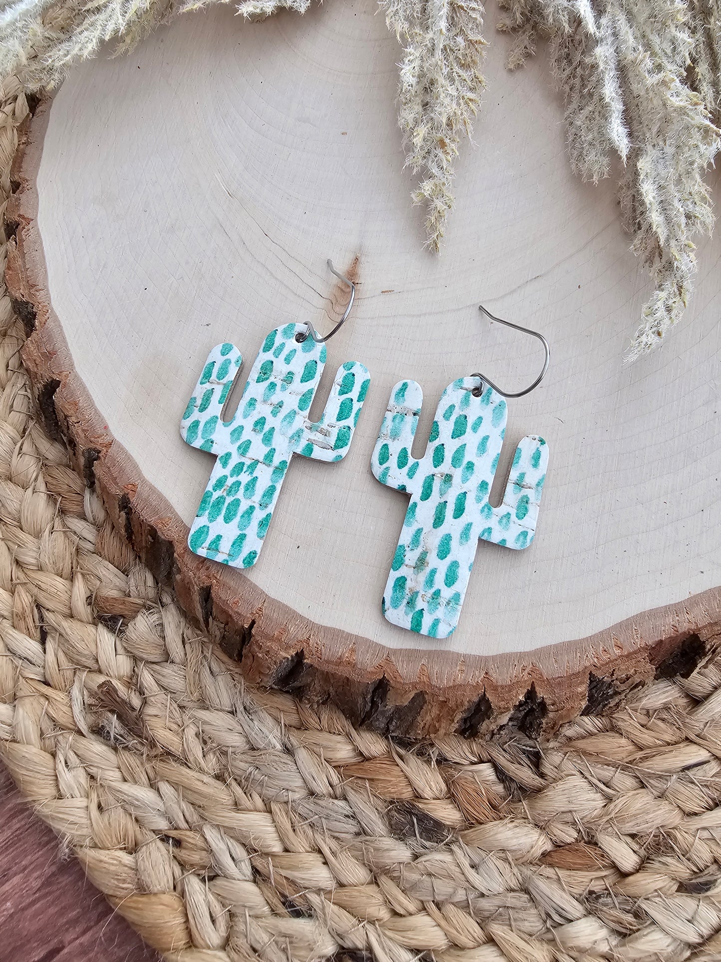 Green Cactus Earrings